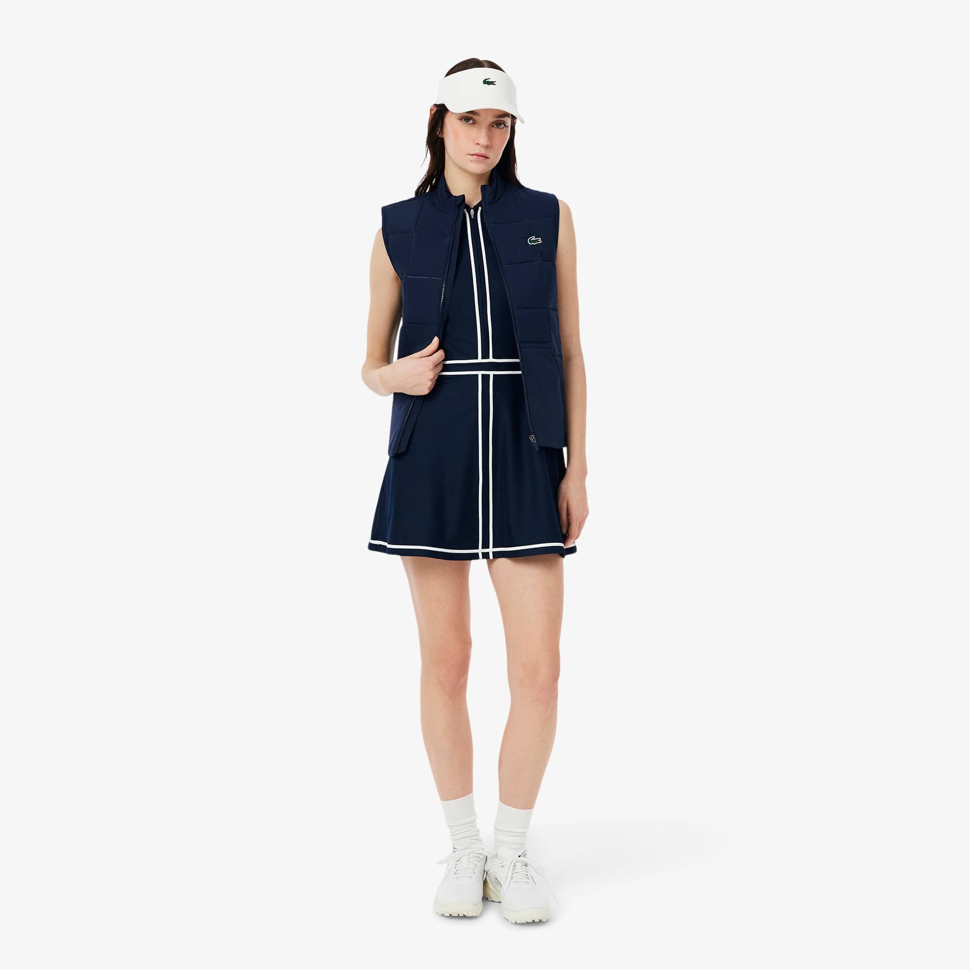 Women's Ultra Dry Heritage Trim Golf Dress - Navy Blue / White / Navy Blue