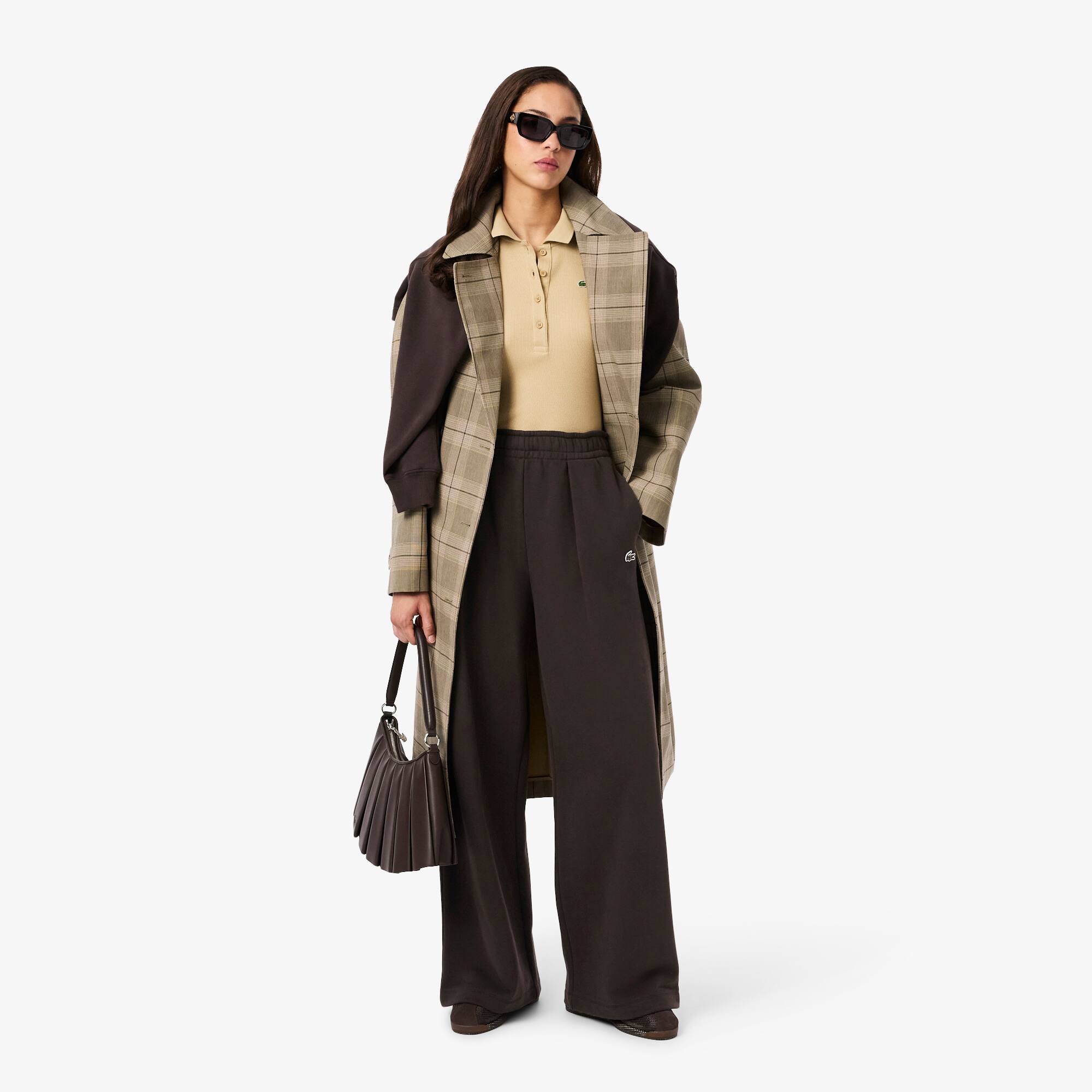 Women's Wide Leg Fleece Sweatpants - Brown