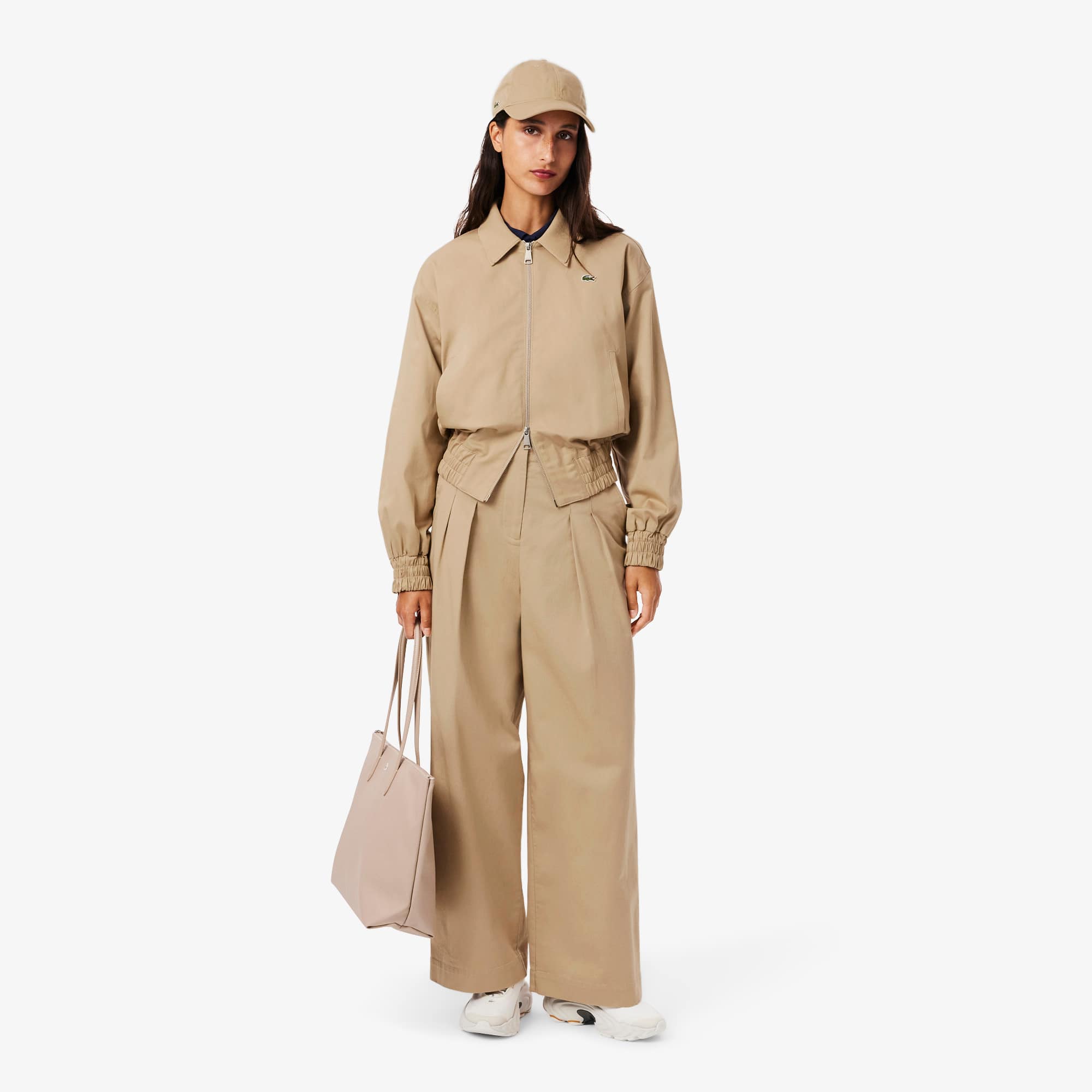 Women's Double Collar Stretch Jacket - Beige