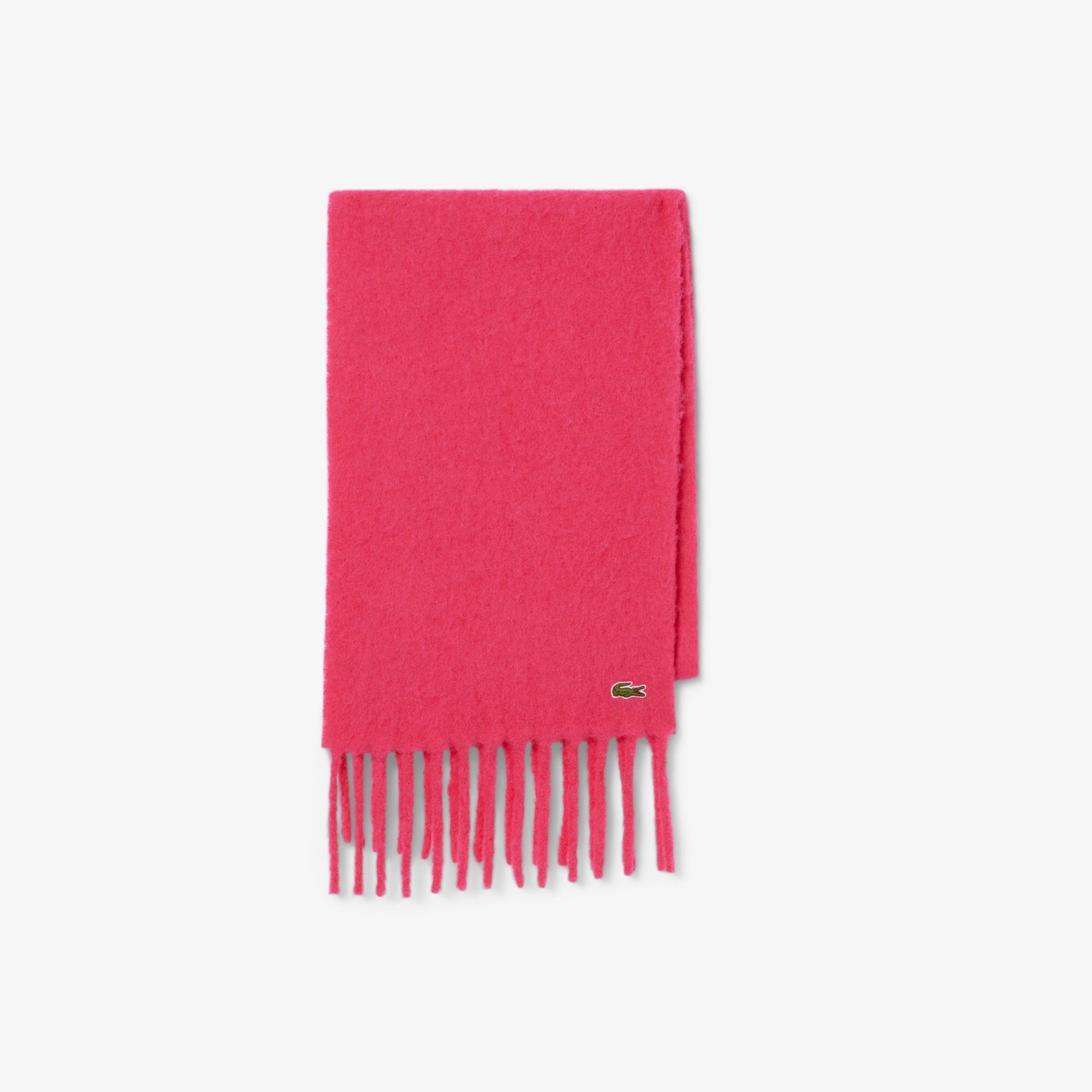 Unisex Fringed Alpaca Wool Scarf - Pink