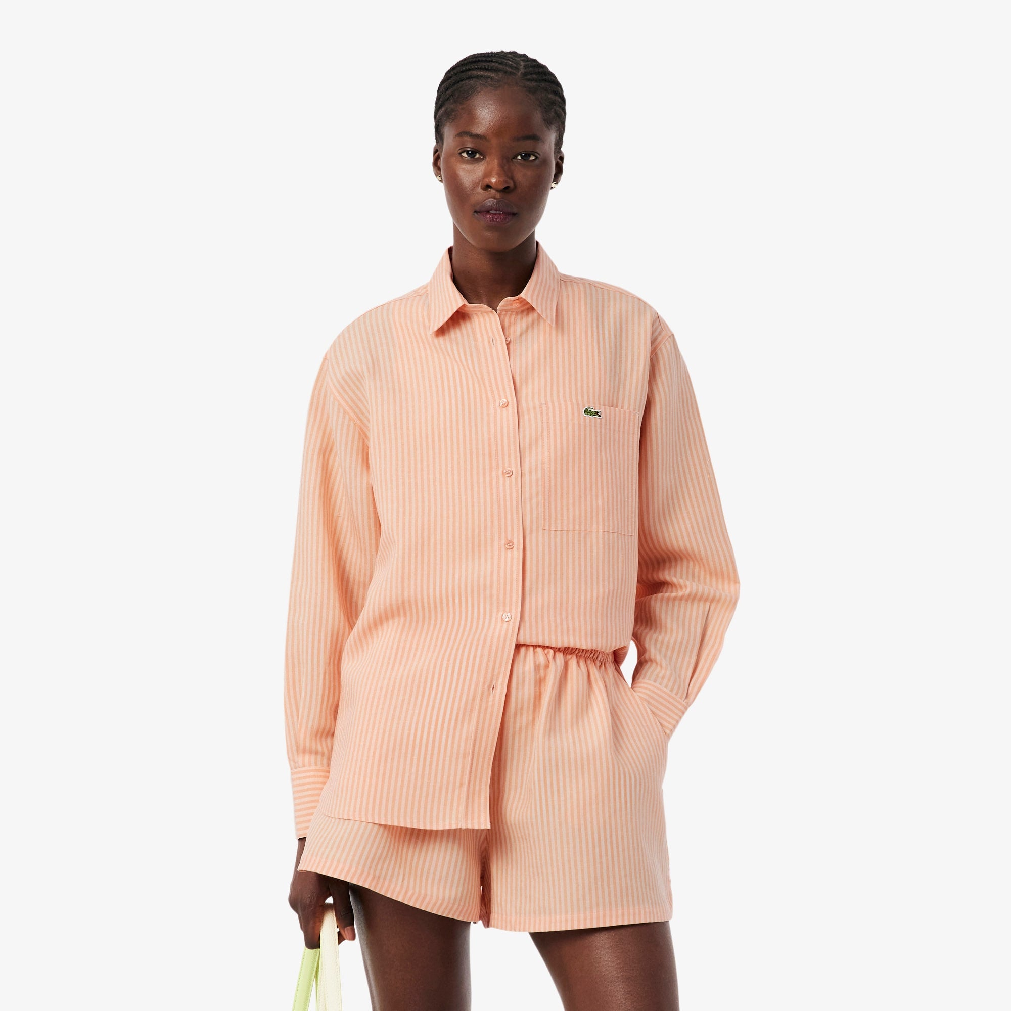 Oversized Linen Blend Shirt - Rose / Orange
