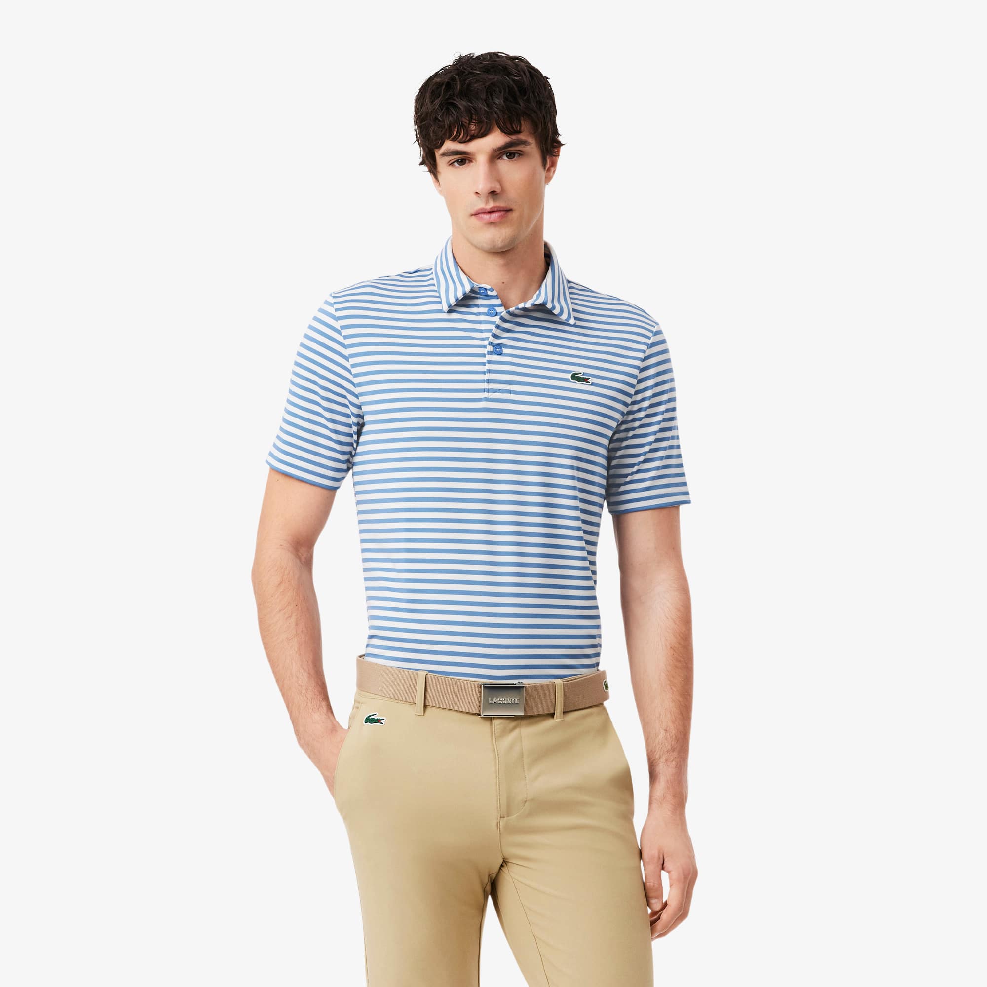 Regular Fit Ultra Dry Striped Golf Polo - Blue / White