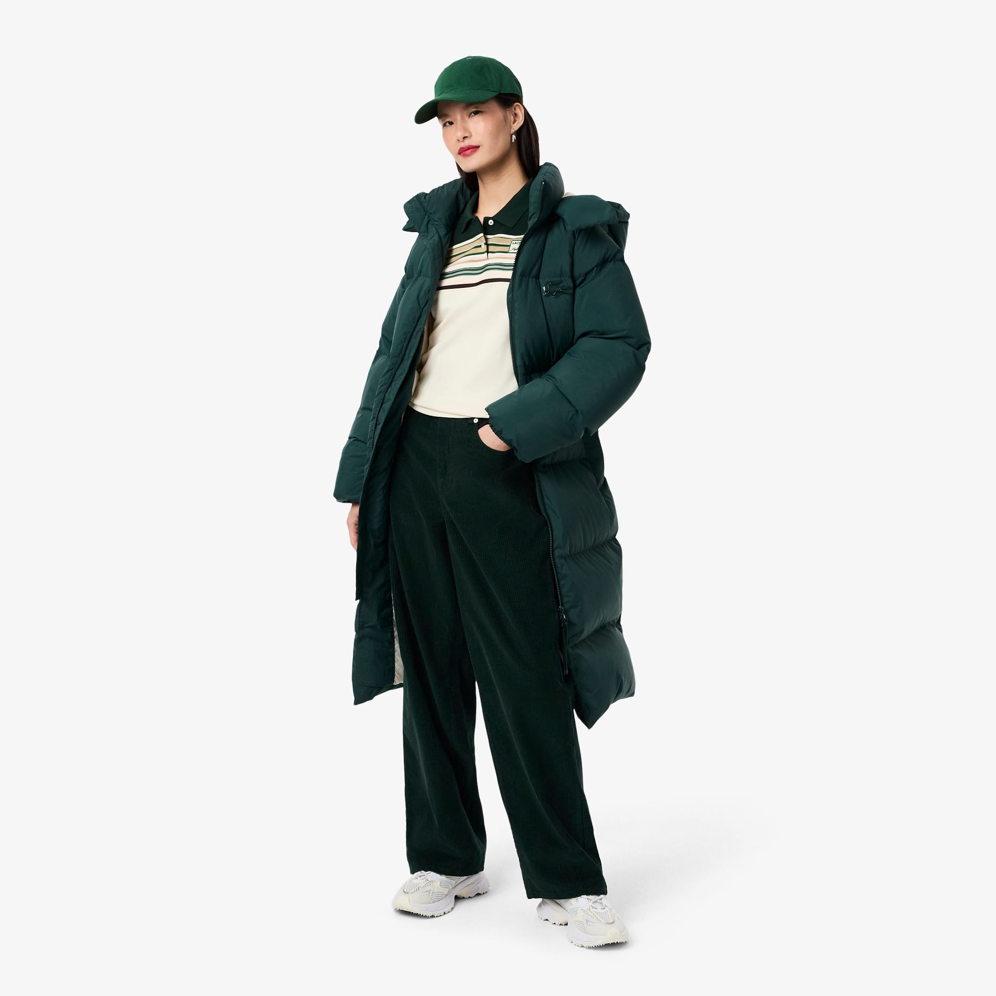 Women's Wide Leg Corduroy Pants - Forest green