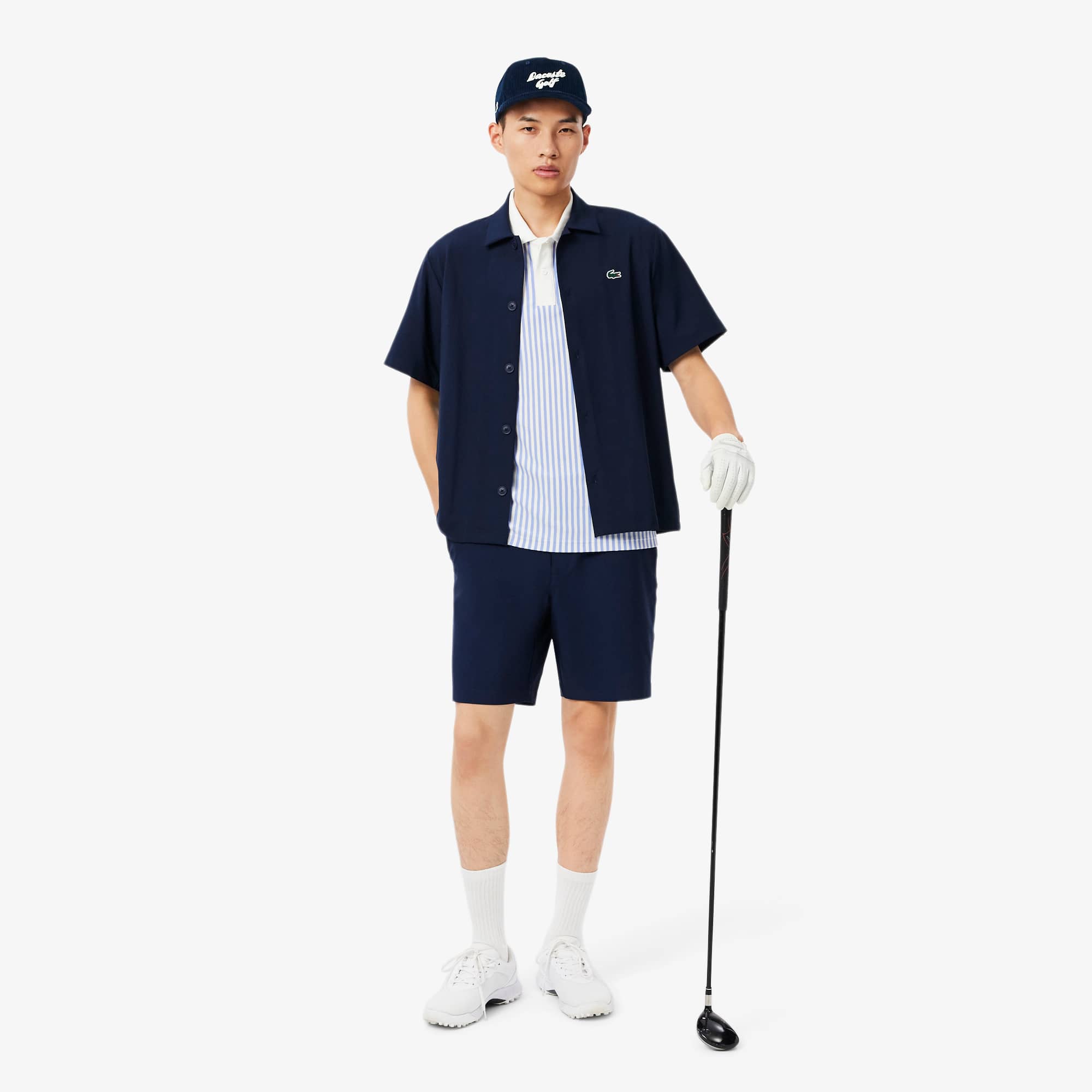 Men's Embroidered Corduroy Golf Cap - Navy Blue