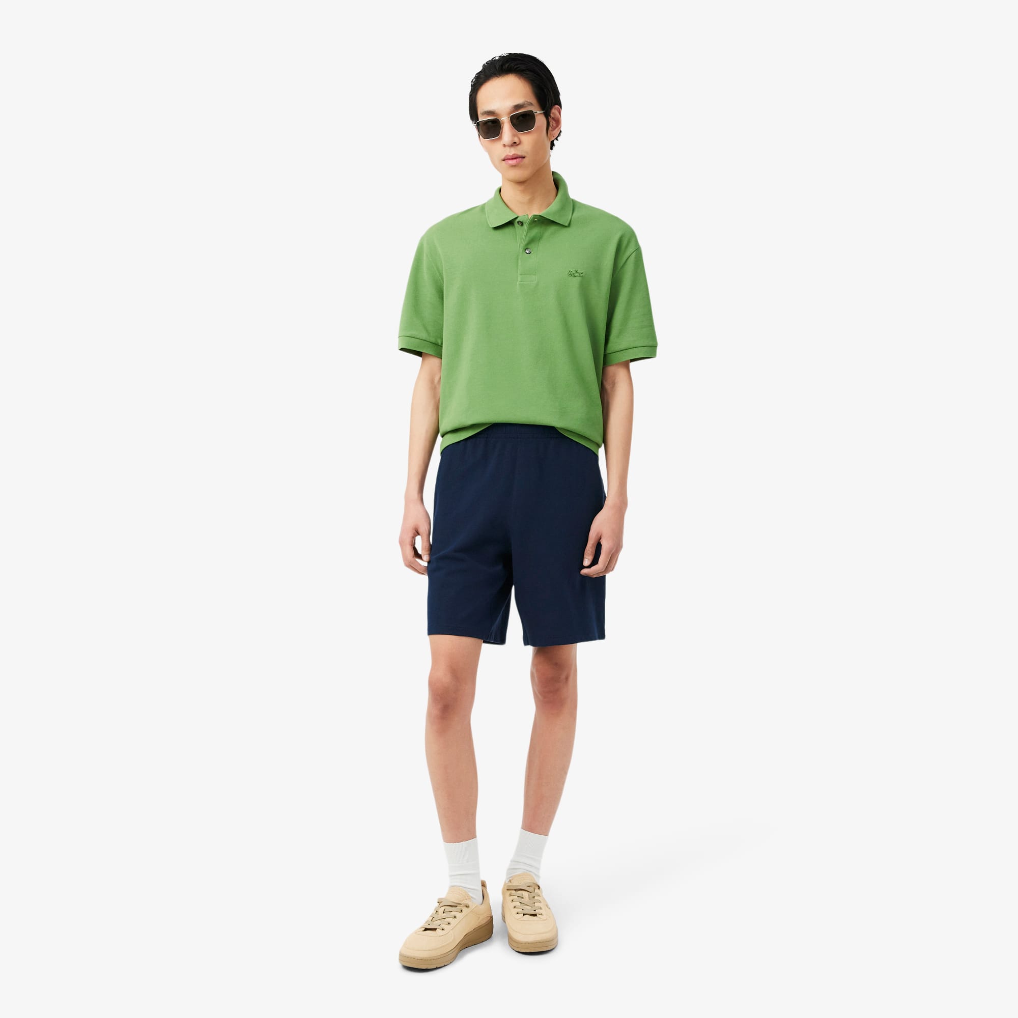 Piqué Relaxed Fit Shorts - Navy Blue