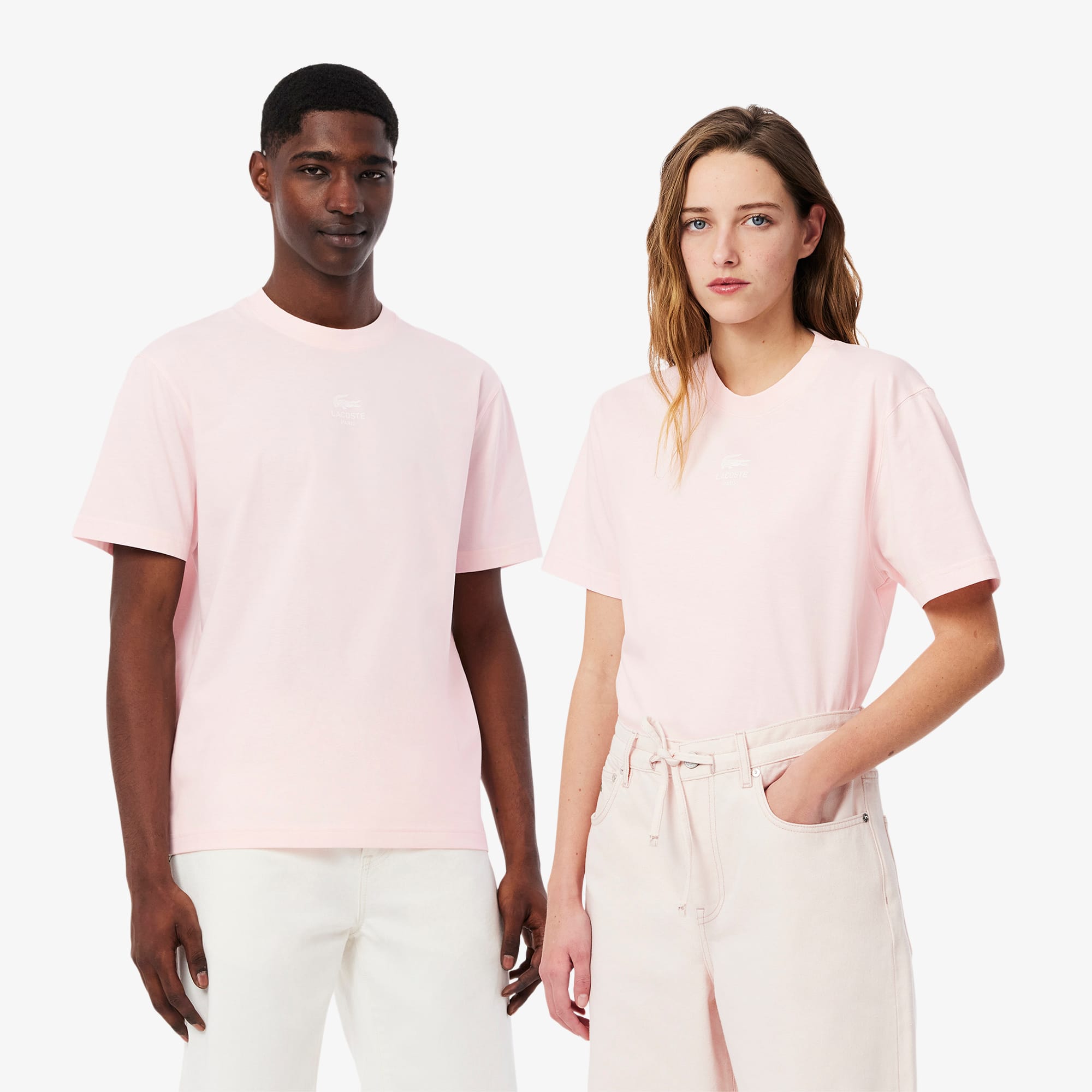 Unisex Signature Print Cotton T-Shirt - Light Pink