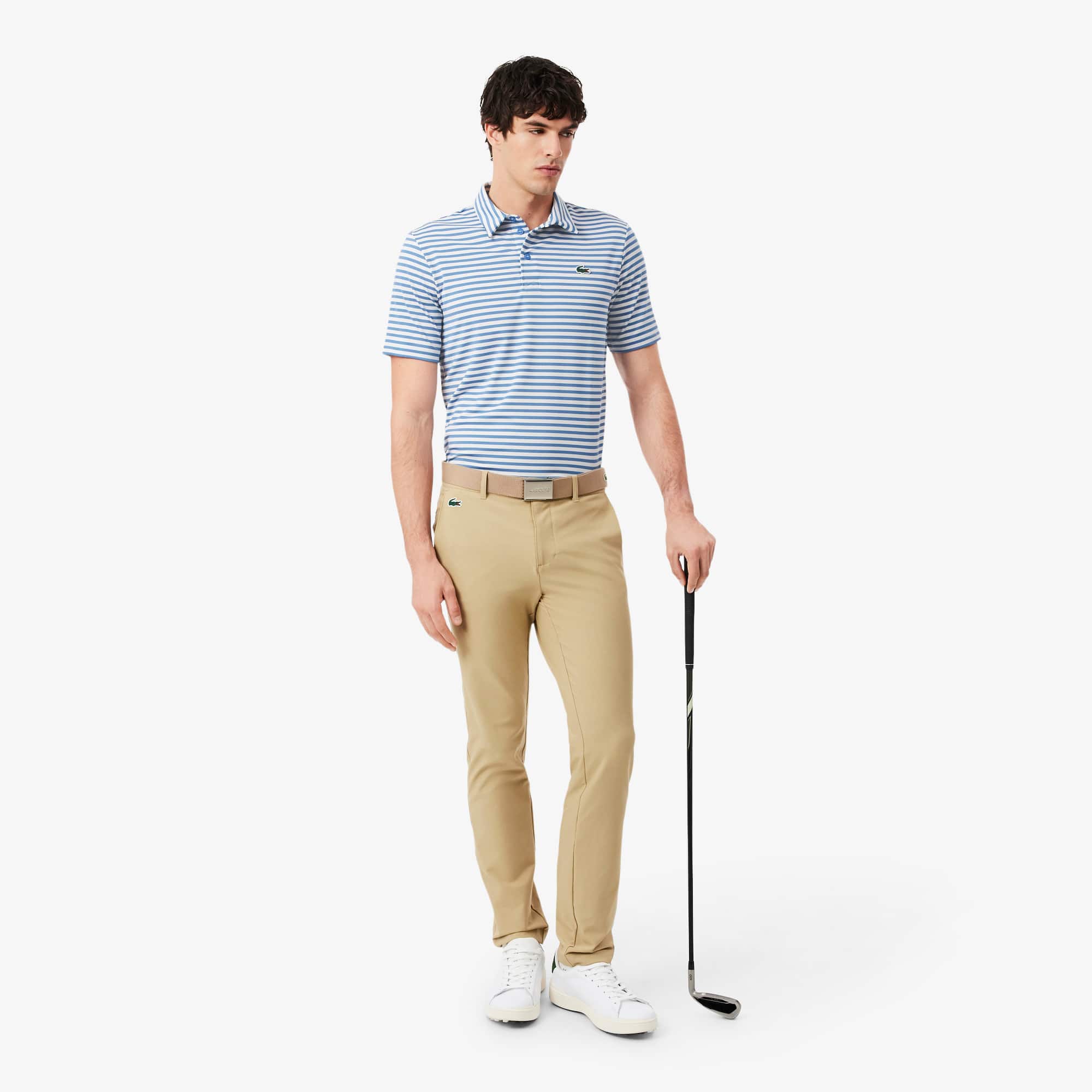 Regular Fit Ultra Dry Striped Golf Polo - Blue / White