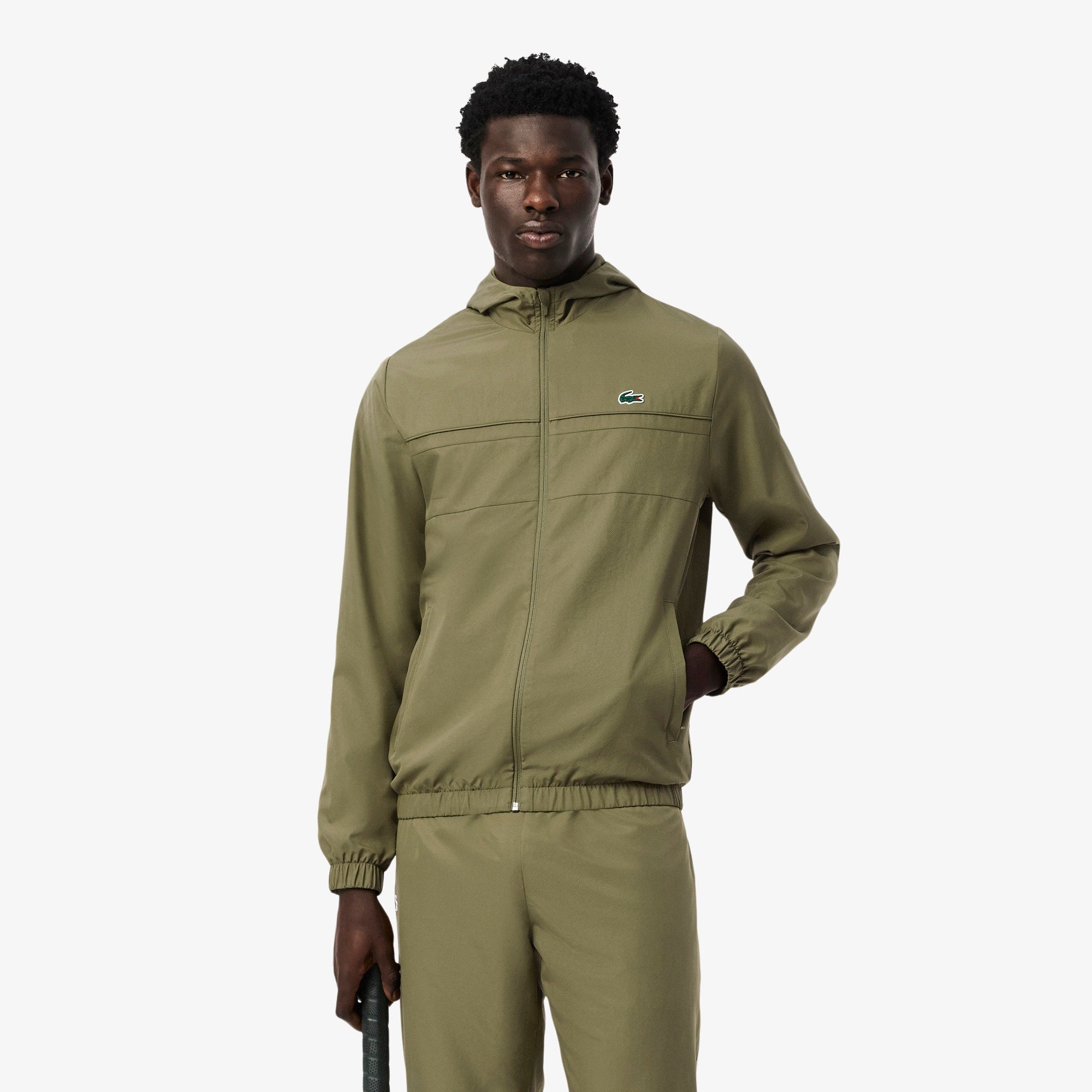 Men's Water-Repellent Sport Track Jacket - Khaki Green