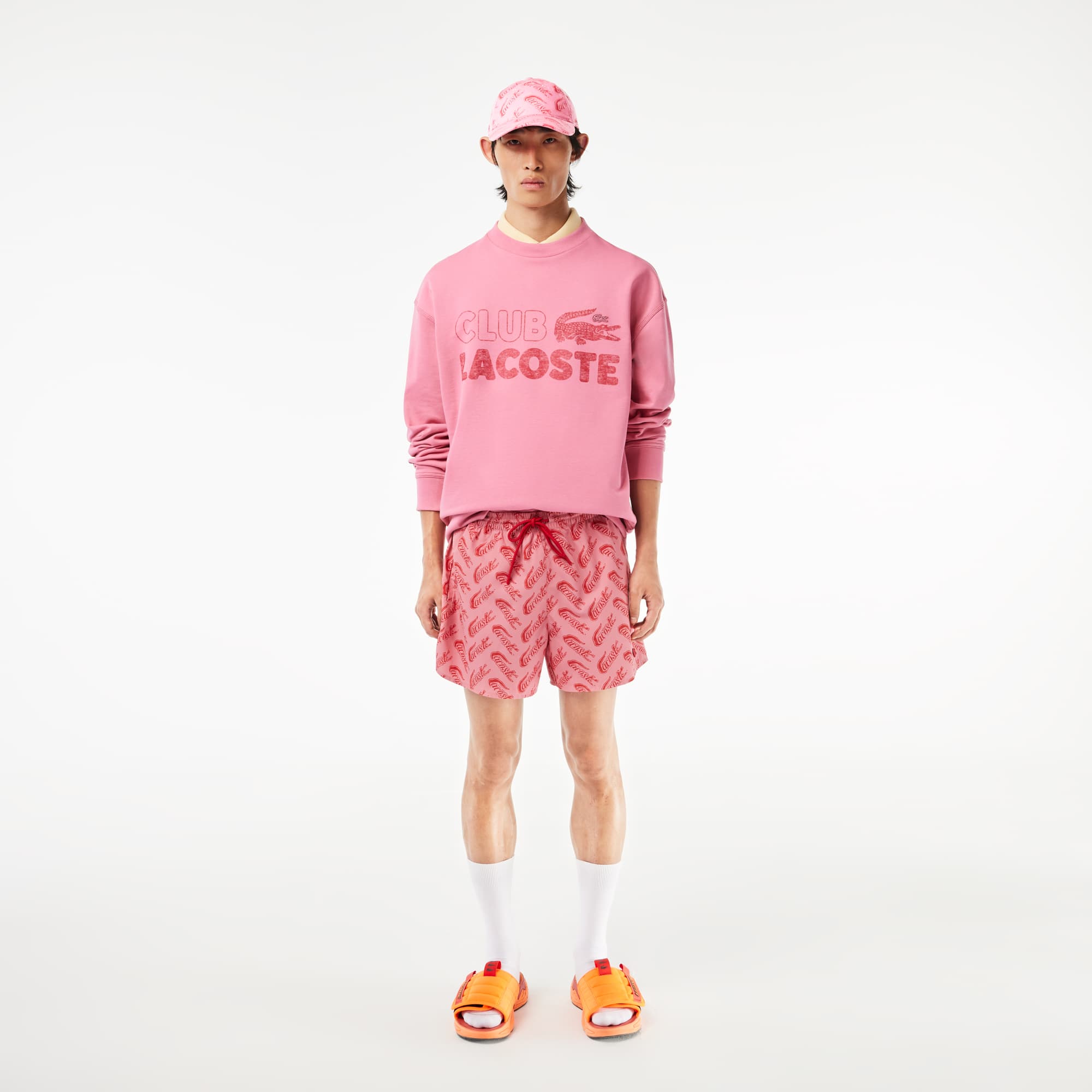 Unisex Organic Cotton Vintage Print Cap - Pink / Red
