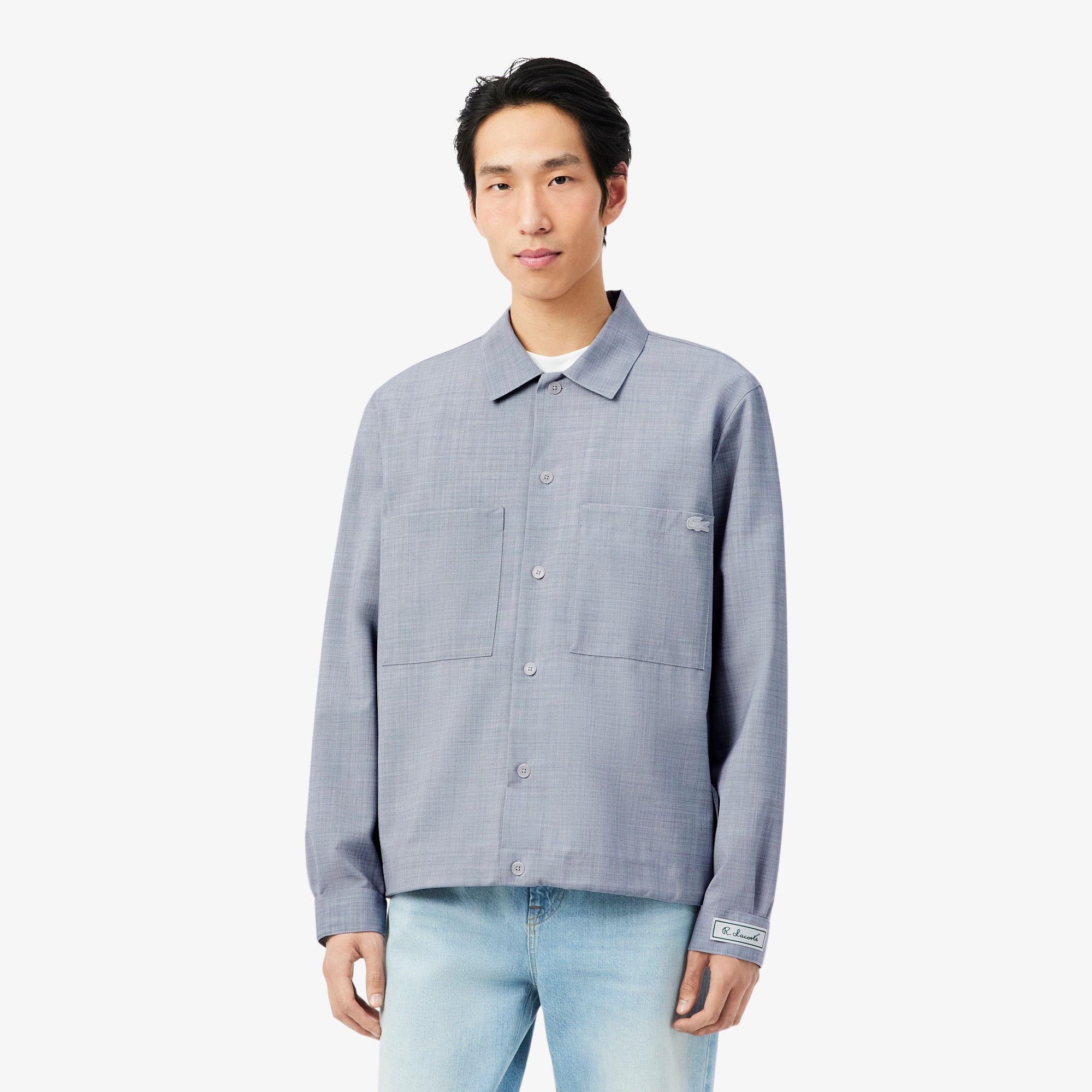 Oversized Wool Blend Overshirt - Light Grey
