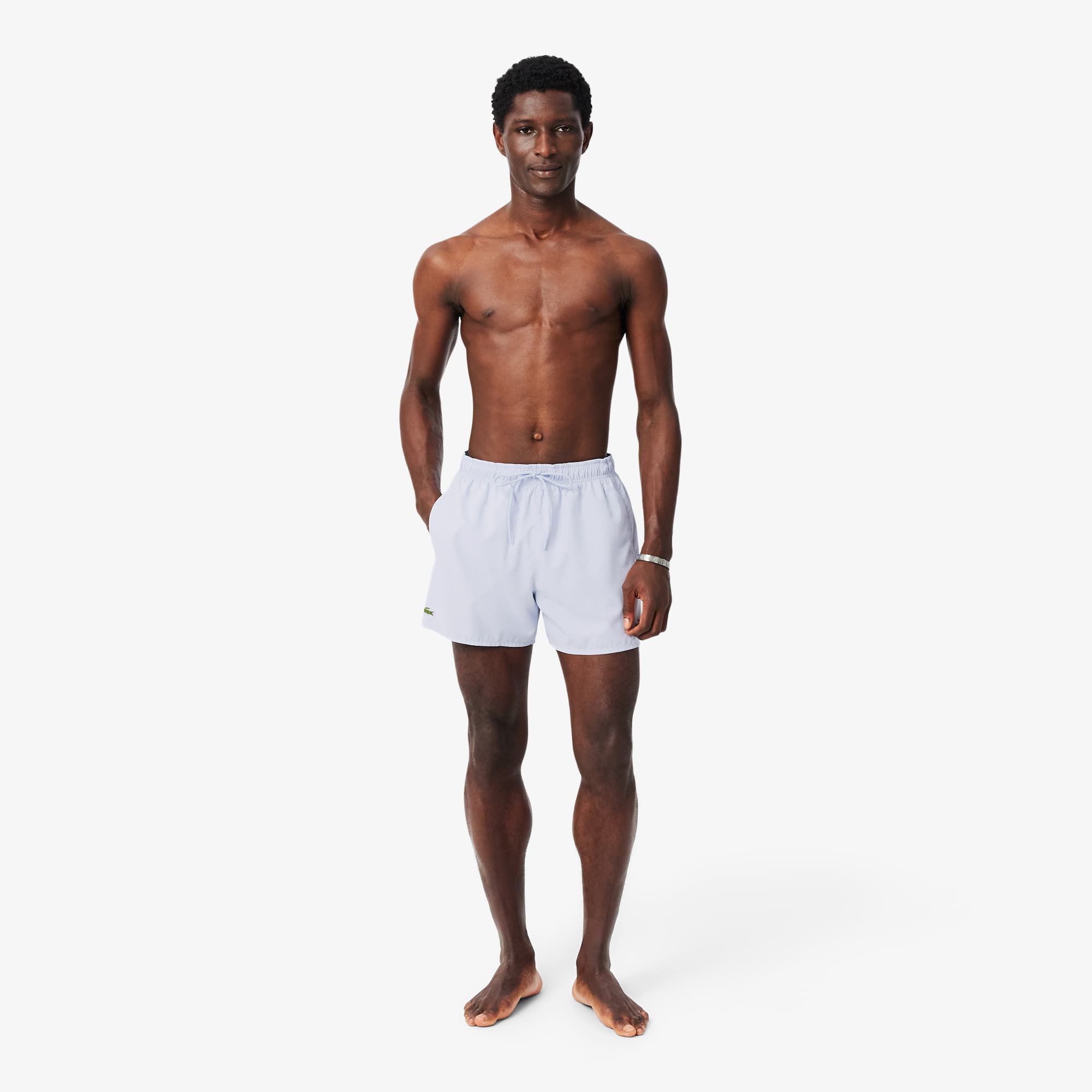 Men's Quick-Dry Swim Trunks - Light Blue / Green