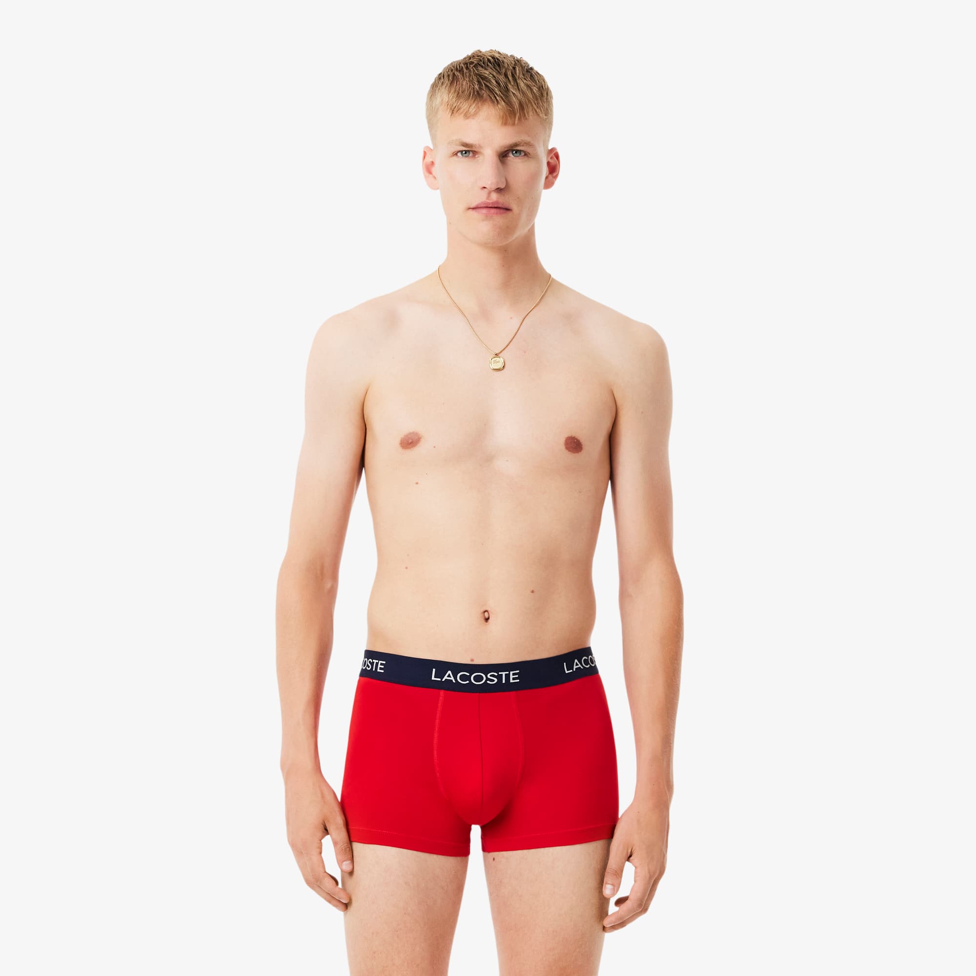 Men's 3-Pack Microfiber Trunks - Navy Blue / White / Red