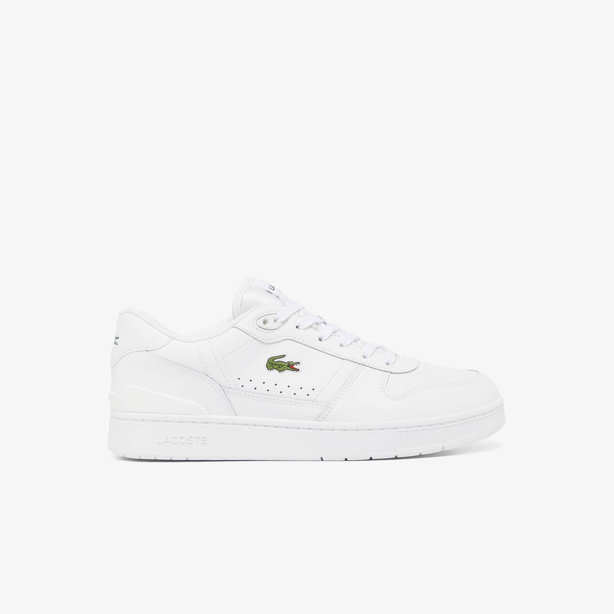 Men's T-Clip Set Leather Sneakers - WHITE/WHITE
