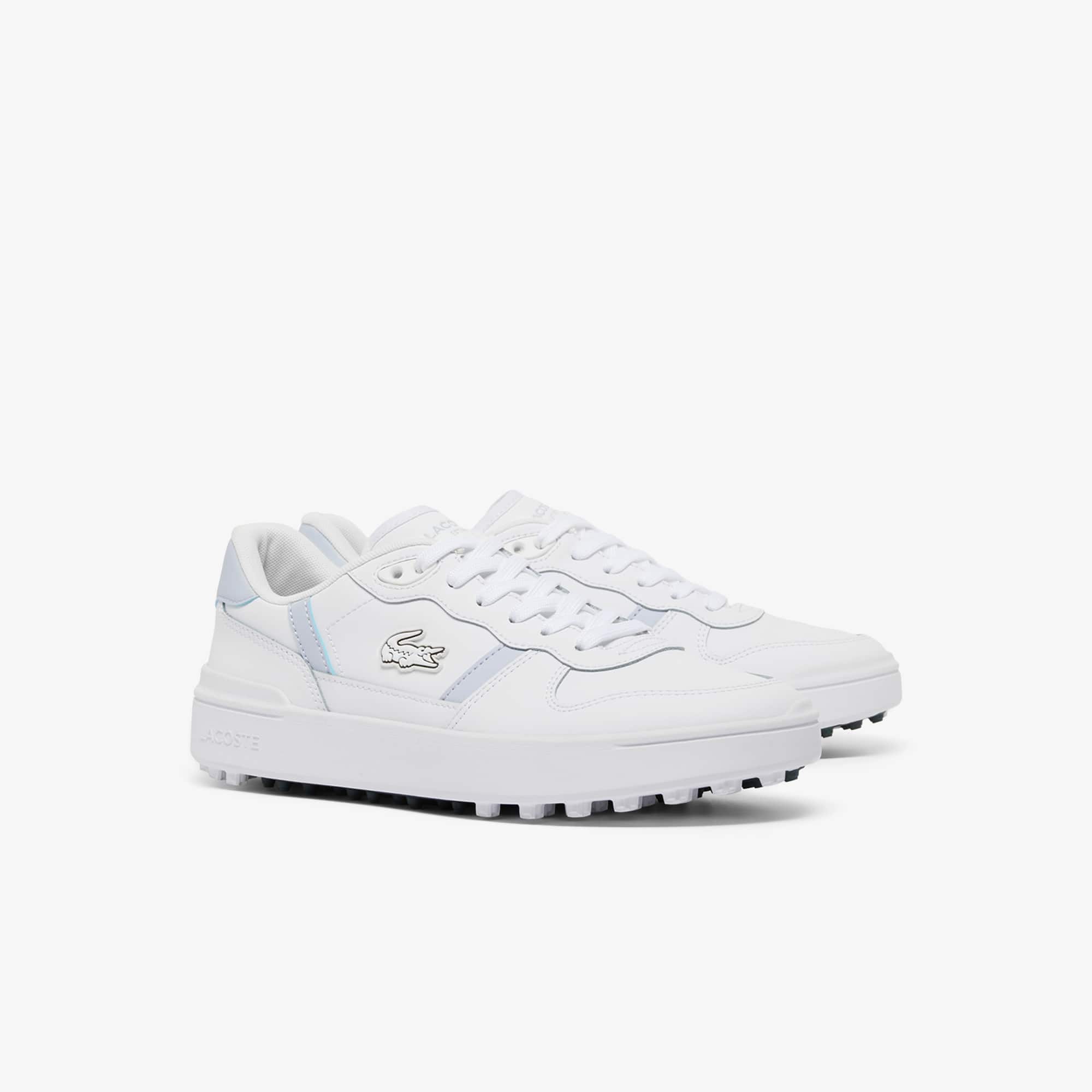 Women's T-Clip Leather Golf Shoes - WHITE/LIGHT BLUE