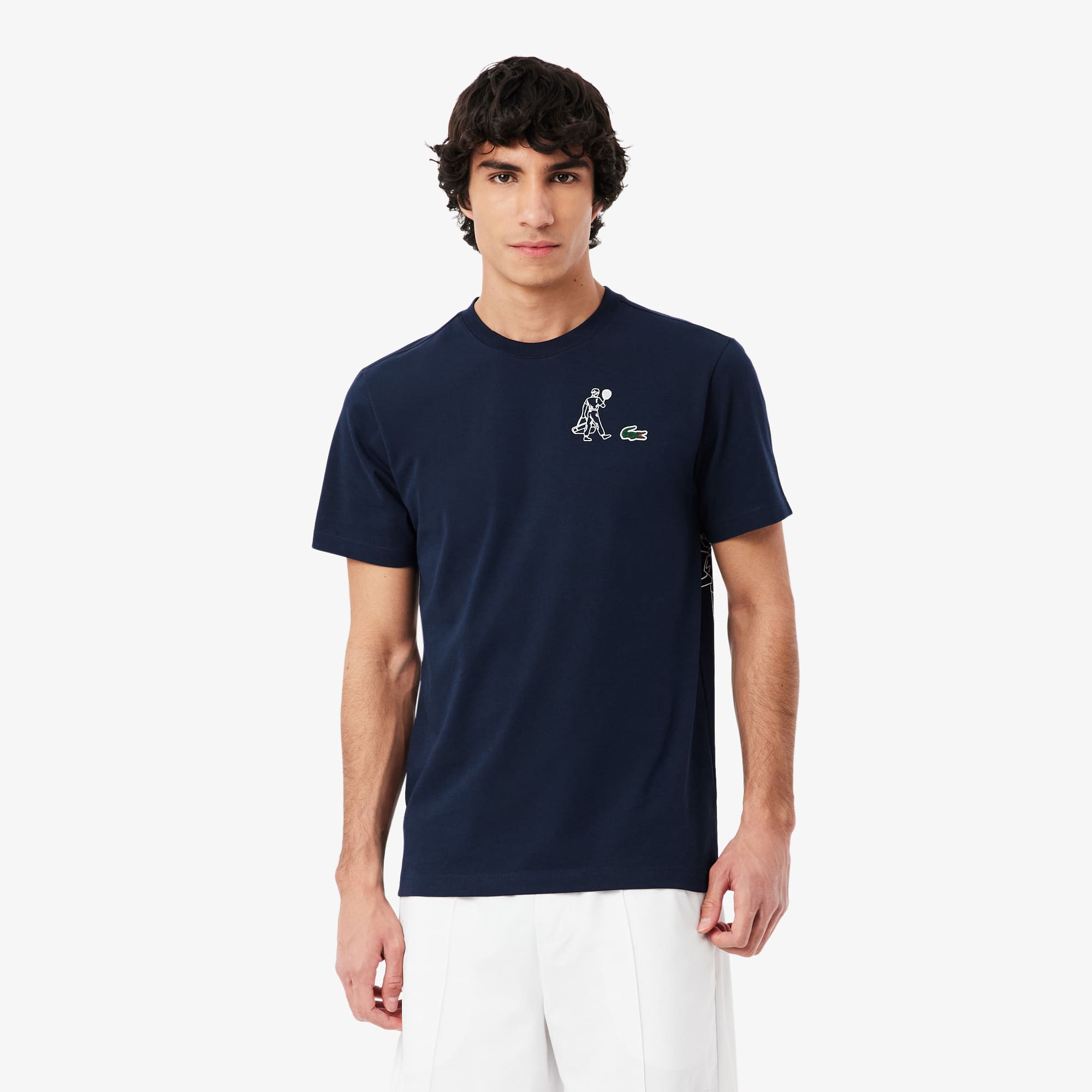 Ultra Dry Printed Tennis T-Shirt - Navy Blue
