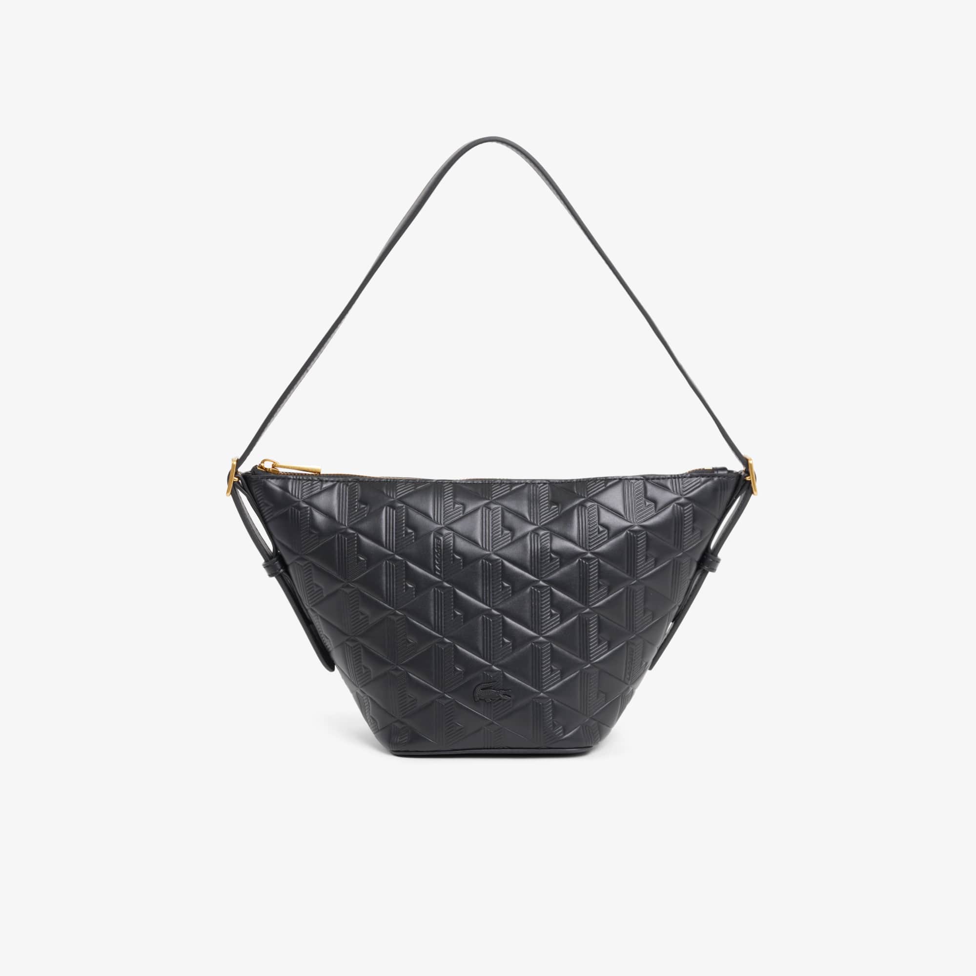 Small Maheki Embossed Leather Hobo Bag - Black
