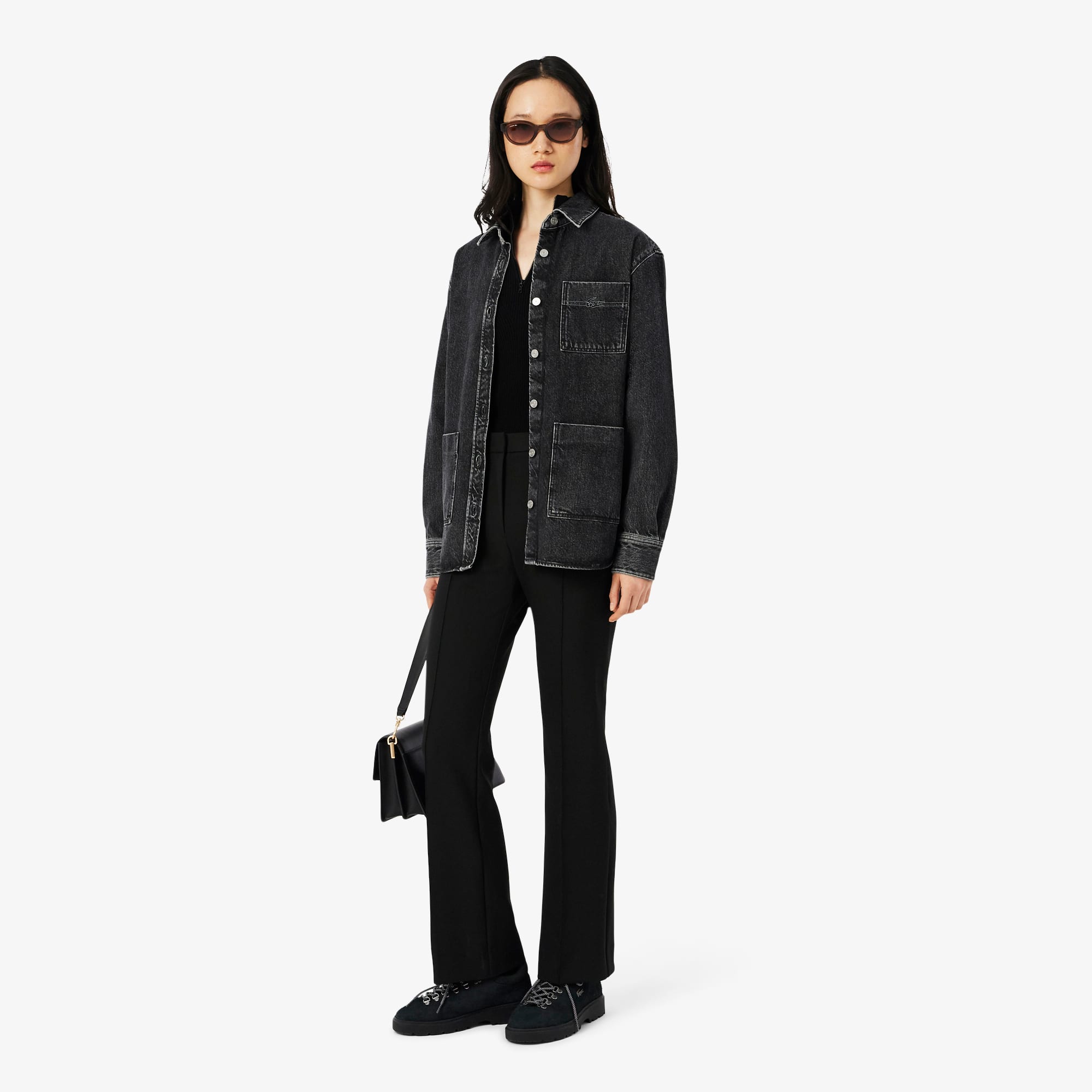 Women's High Waist Flared Pants - Black