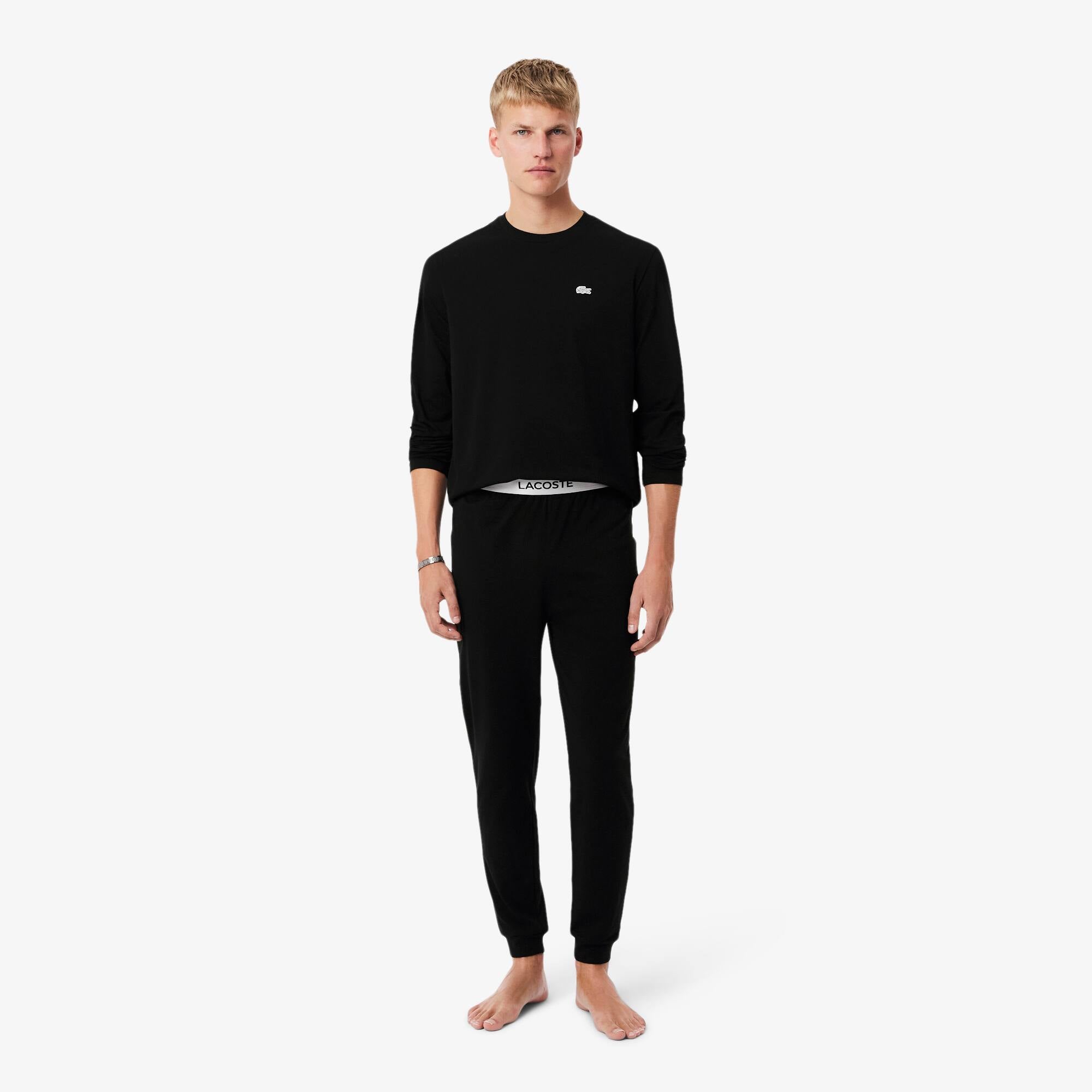 Men's Silver Waist Pajama Set - Black / White