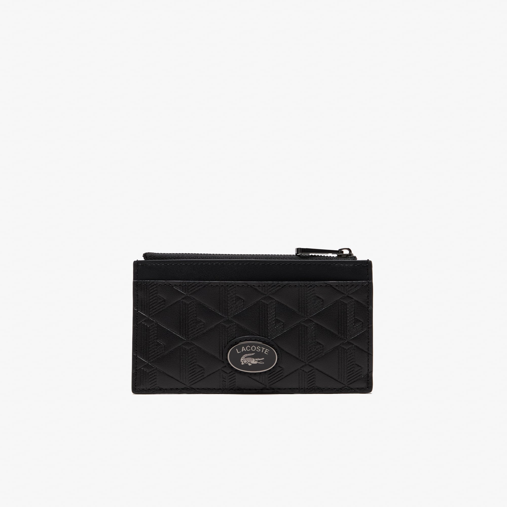 Monogram Leather Zip Card Holder - Black