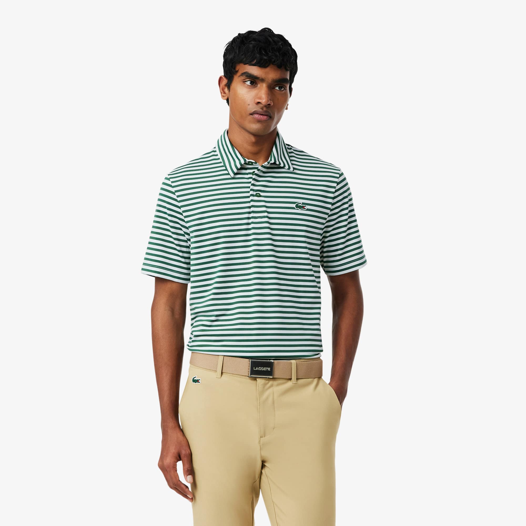 Regular Fit Ultra Dry Striped Golf Polo - Green / White