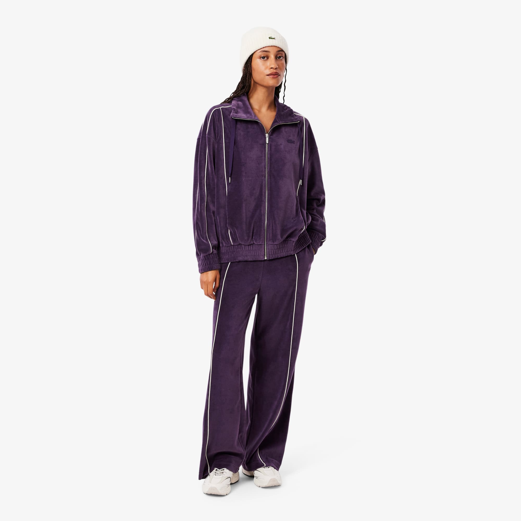 Women's Trim Accent Velour Sweatpants - Purple
