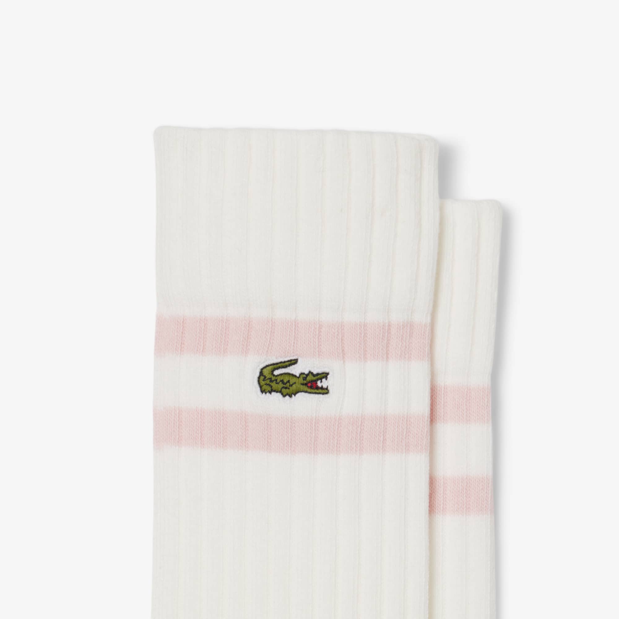 Unisex Ribbed Cotton Socks - Light Pink / White