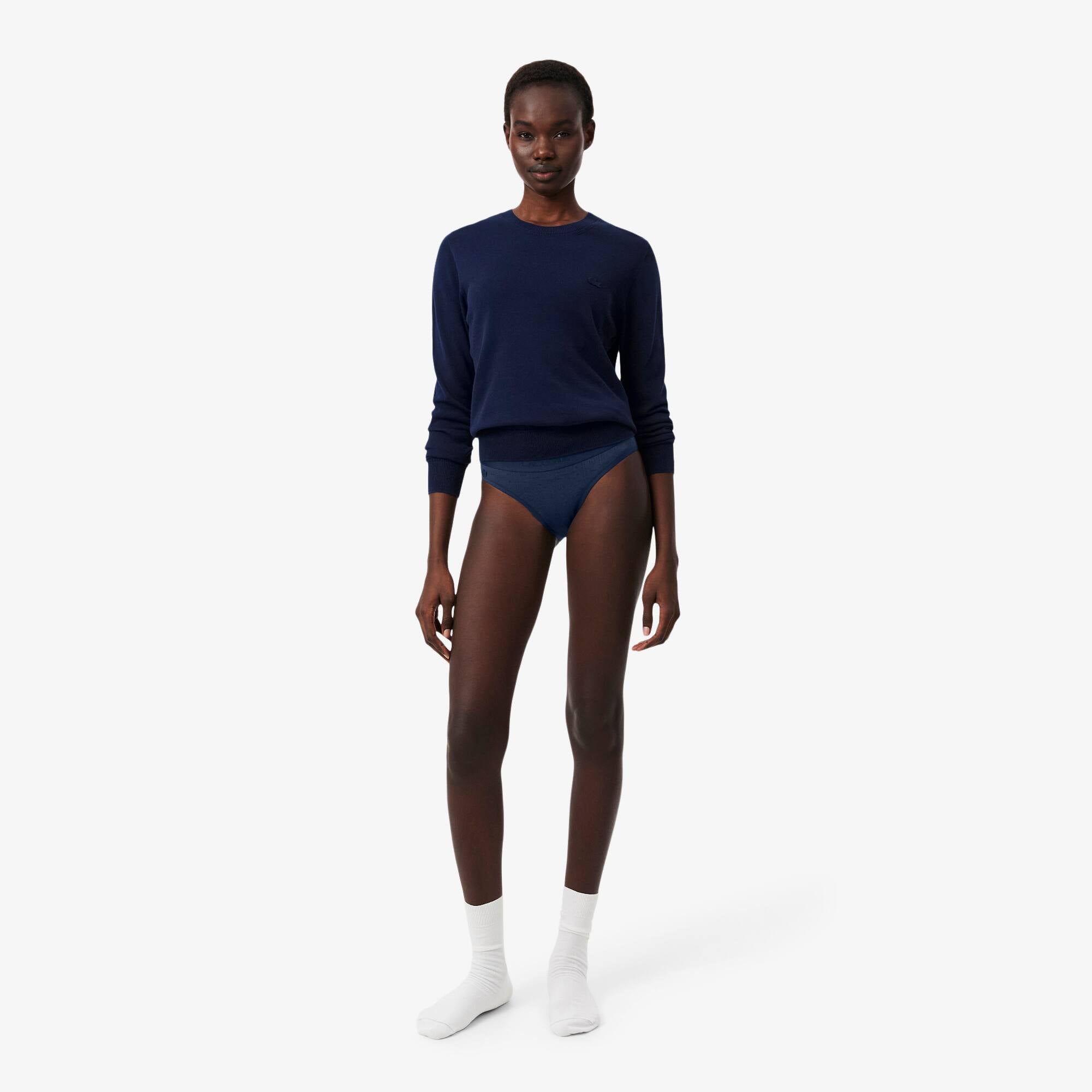 Stretch Pointelle Briefs - Navy Blue