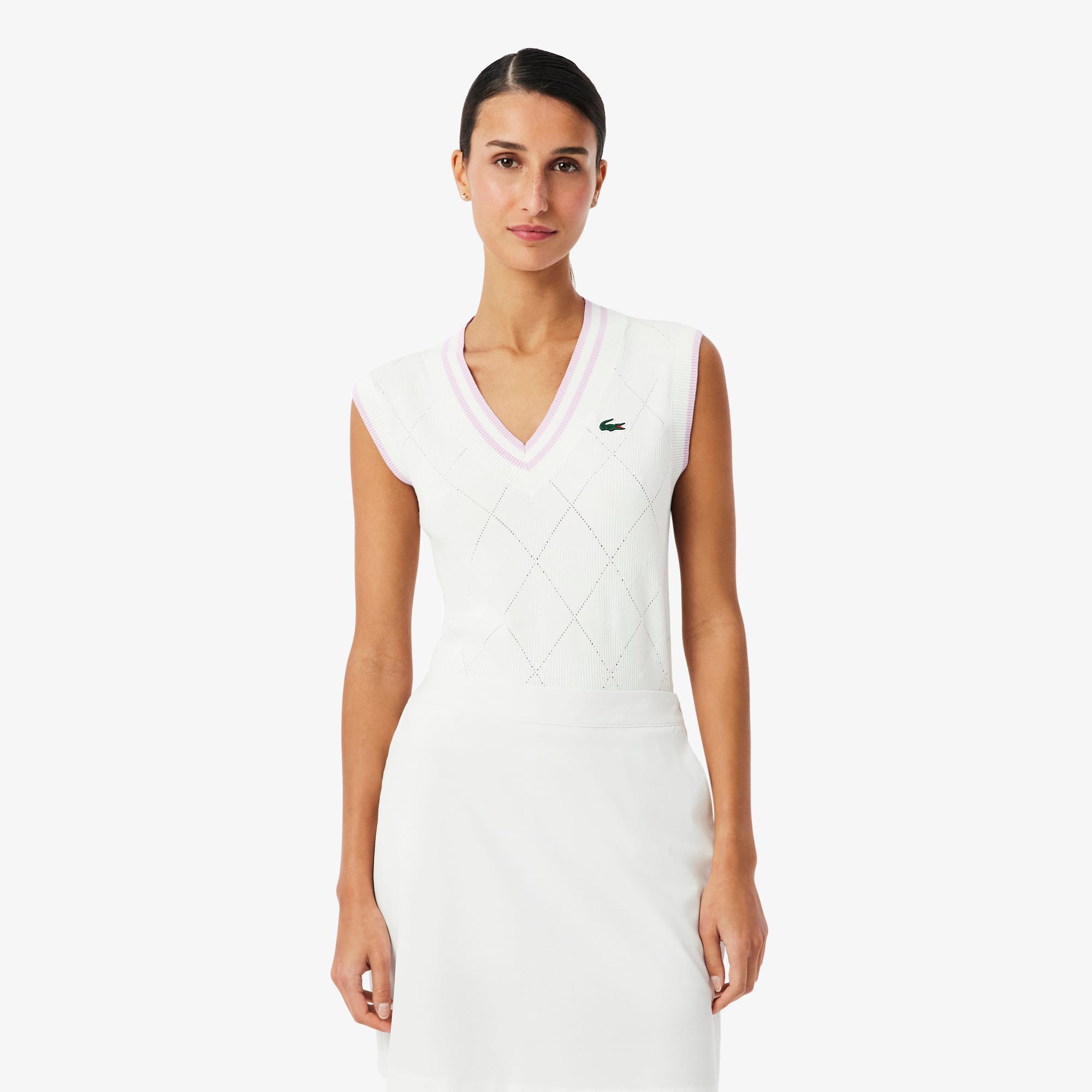 Women's Golf Stretch Sweater Vest - Blanc / Rose