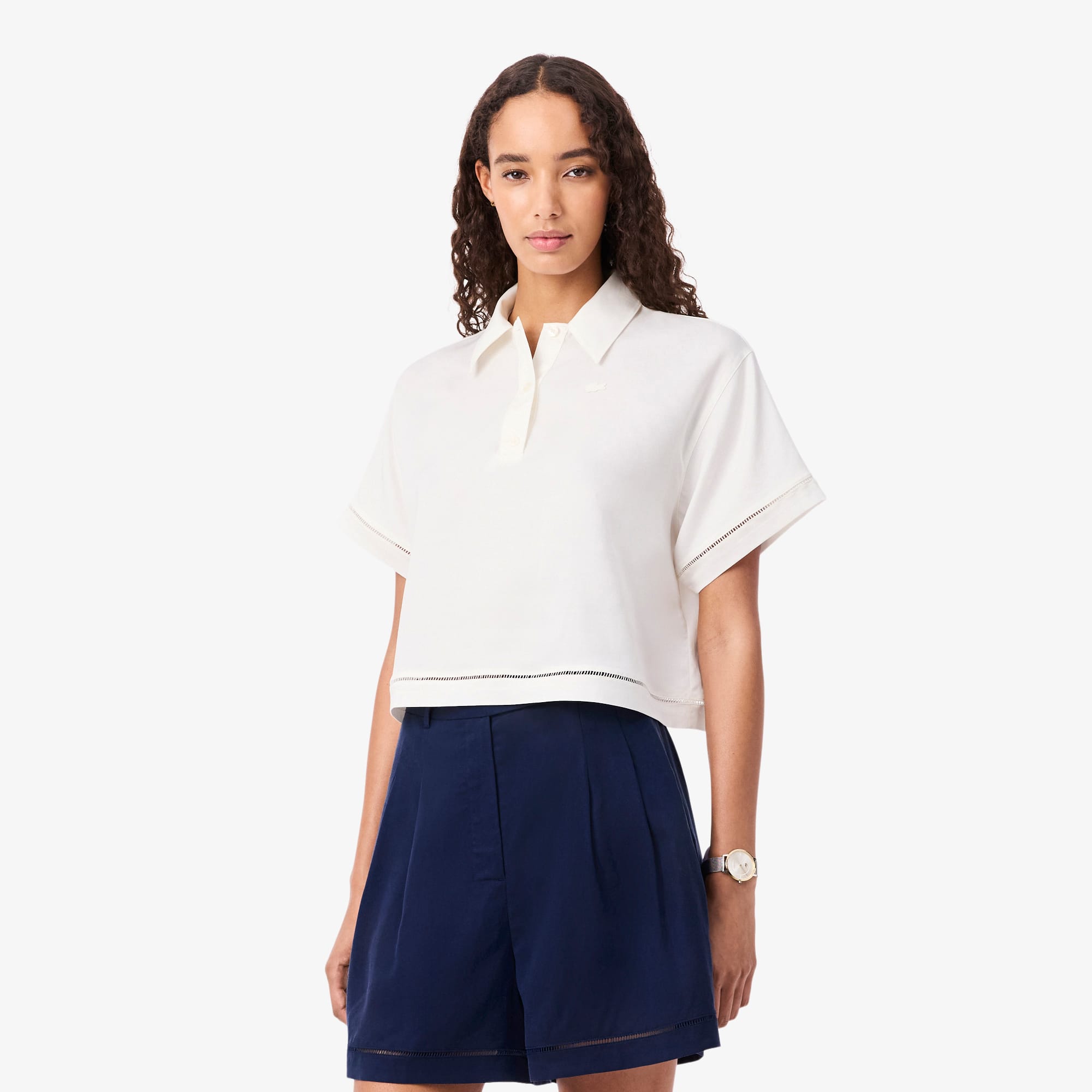 Oversized Fluid Twill Polo - White