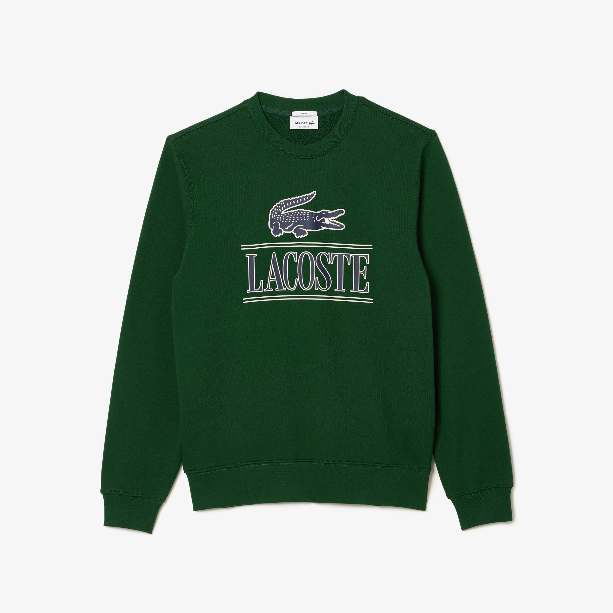Unisex Fleece Crew Neck Print Sweatshirt - Pine green