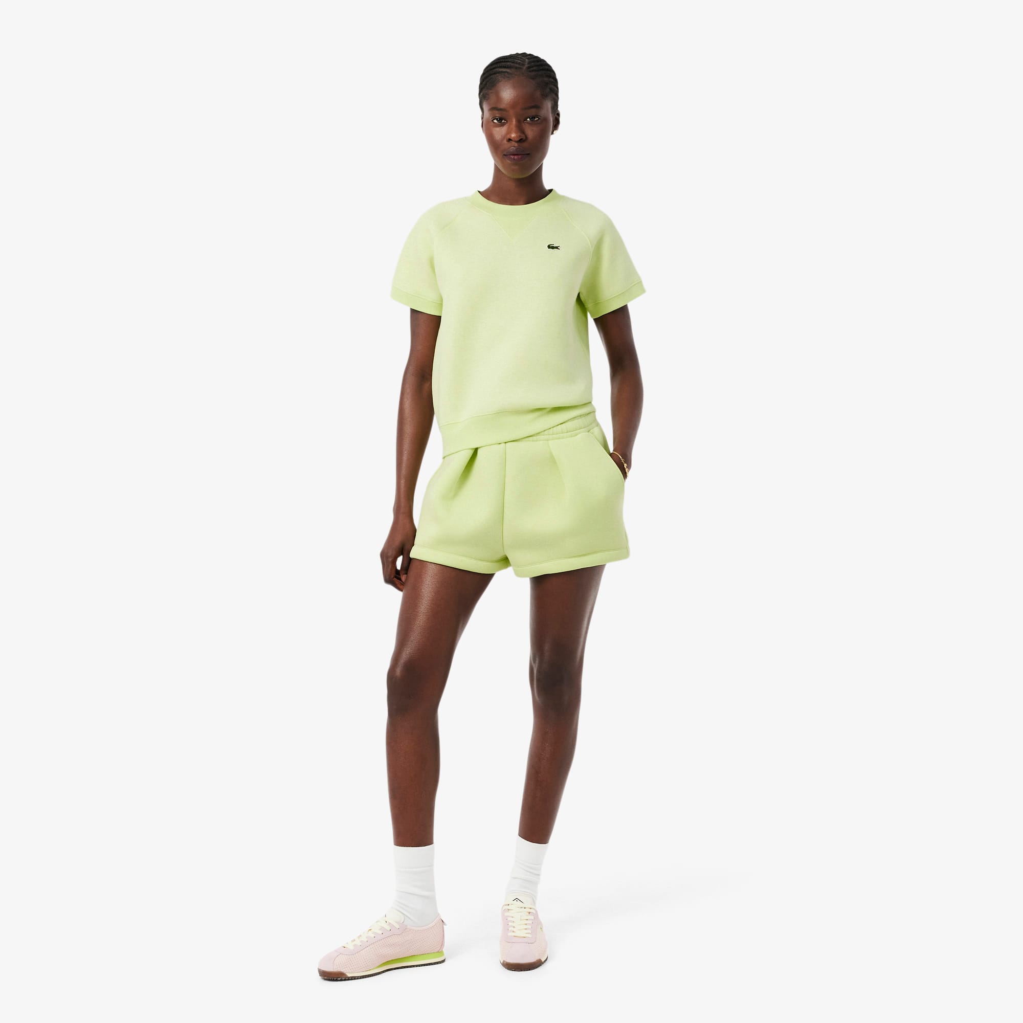Pleated Cotton Shorts - Vert Clair