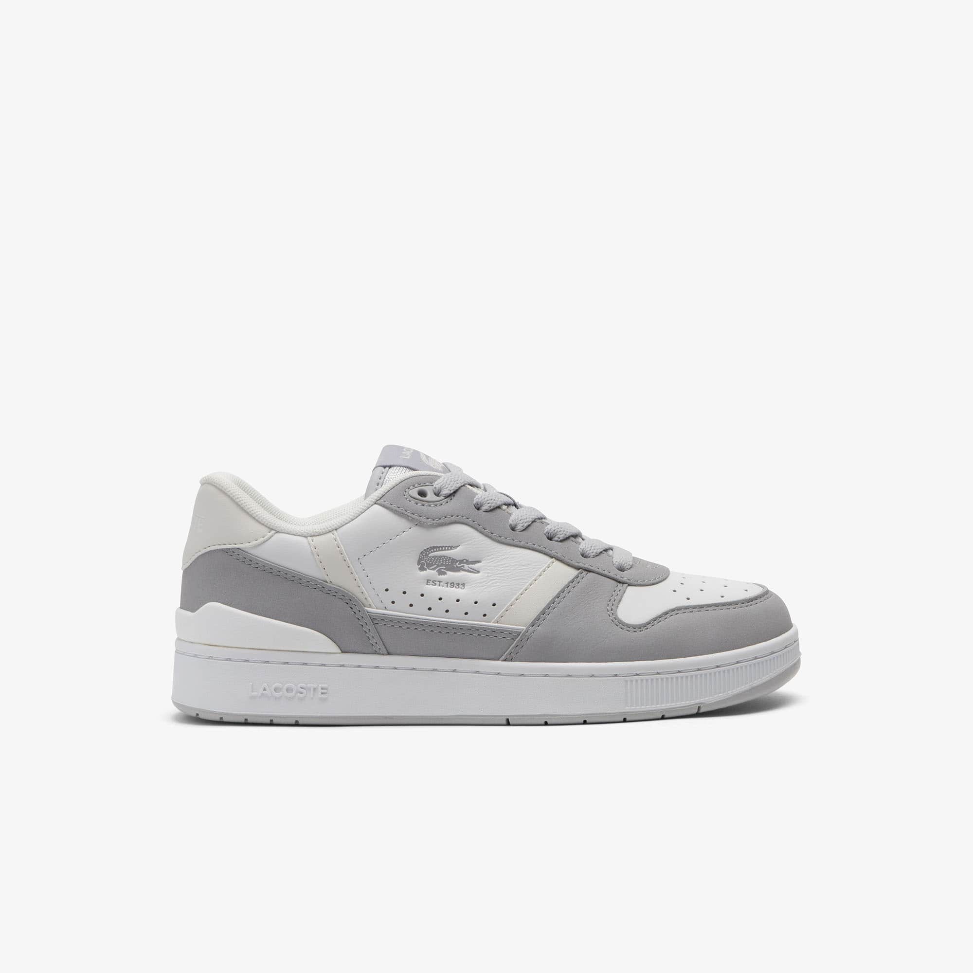 Women's T-Clip Set Leather Sneakers - White/Grey