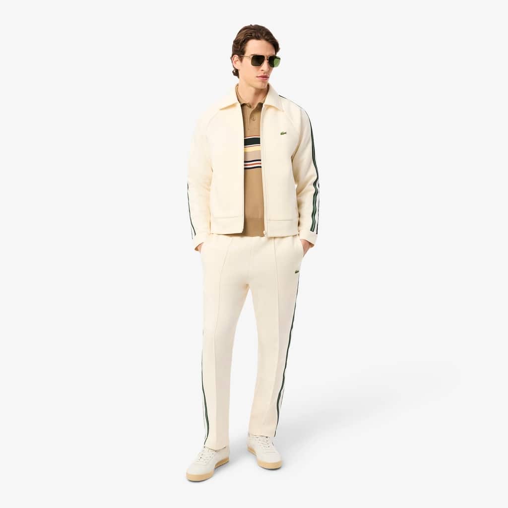 Men's Made In France Striped Polo Collar Sweater - Beige / White / Navy Blue / Yellow