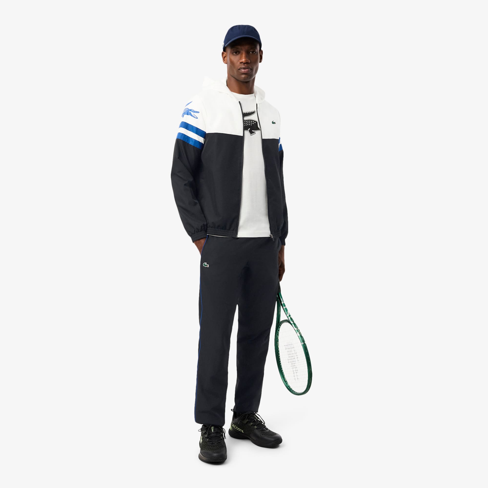 Men's Tennis Printed Tracksuit Pants - Black