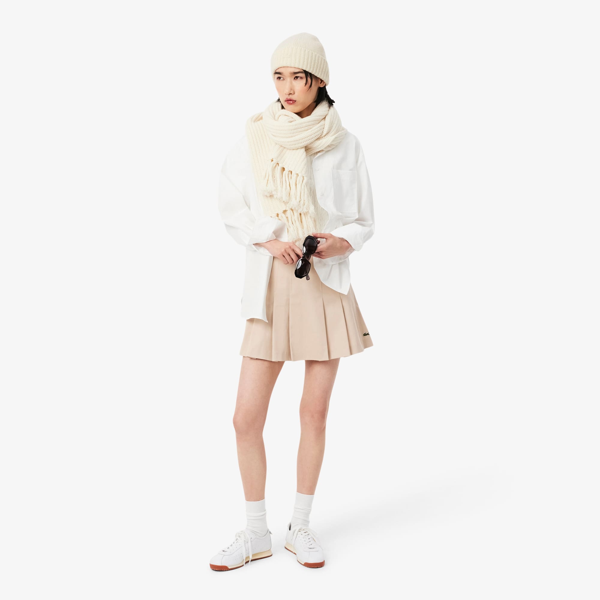 Women's 3D Rib Knit Wool Beanie - Cream