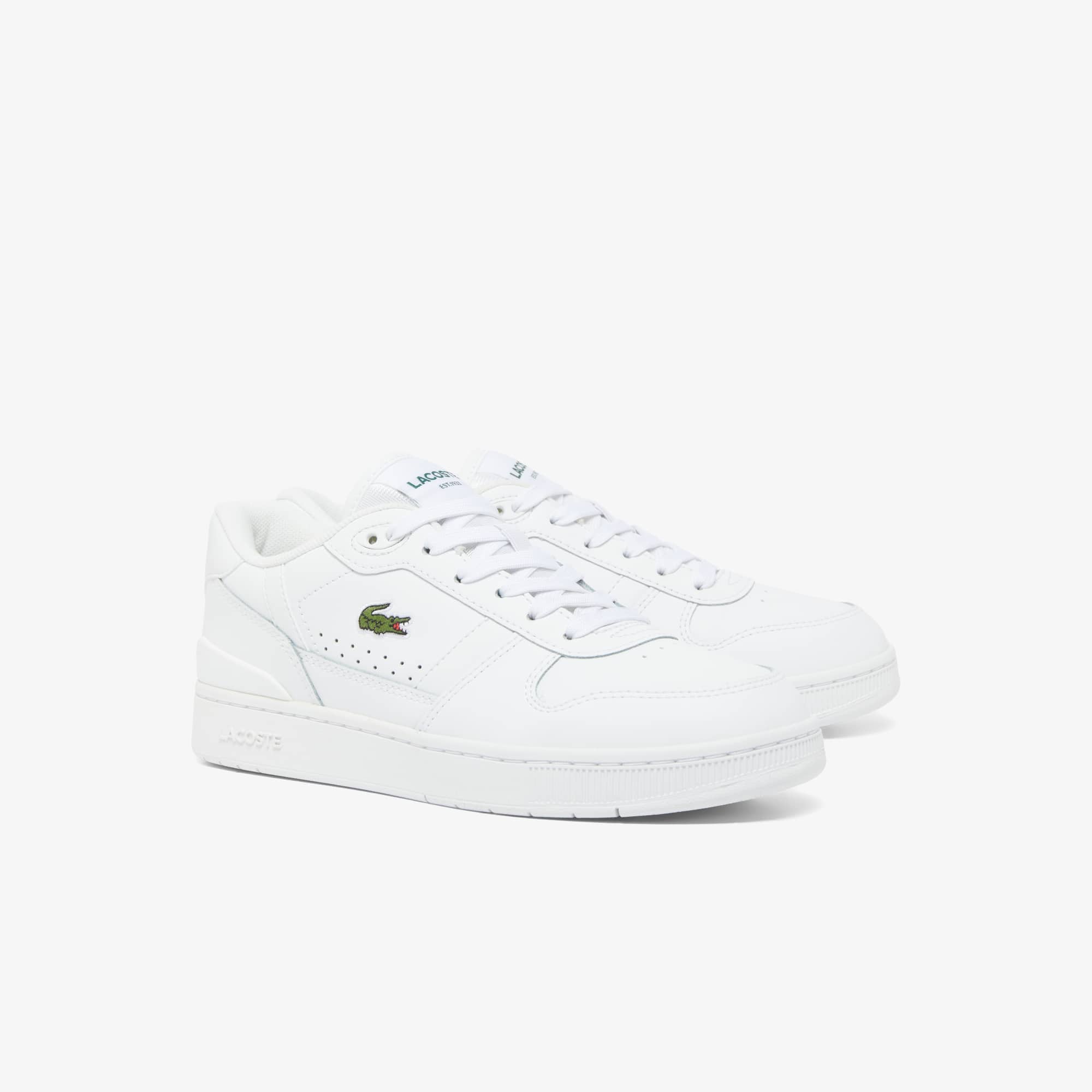 Women's T-Clip Set Leather Sneakers - WHITE/WHITE