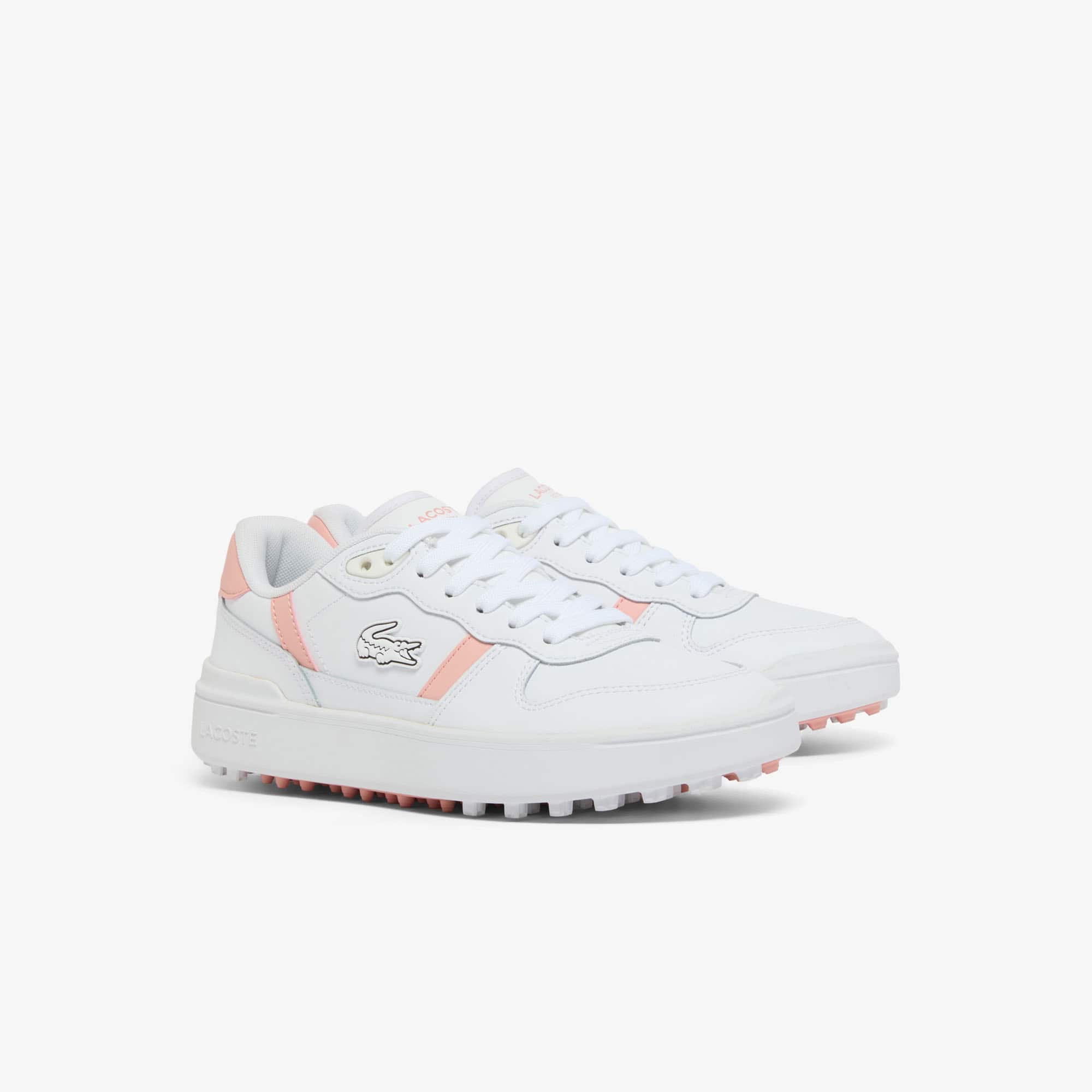 Women's T-Clip Leather Golf Shoes - WHITE/PINK