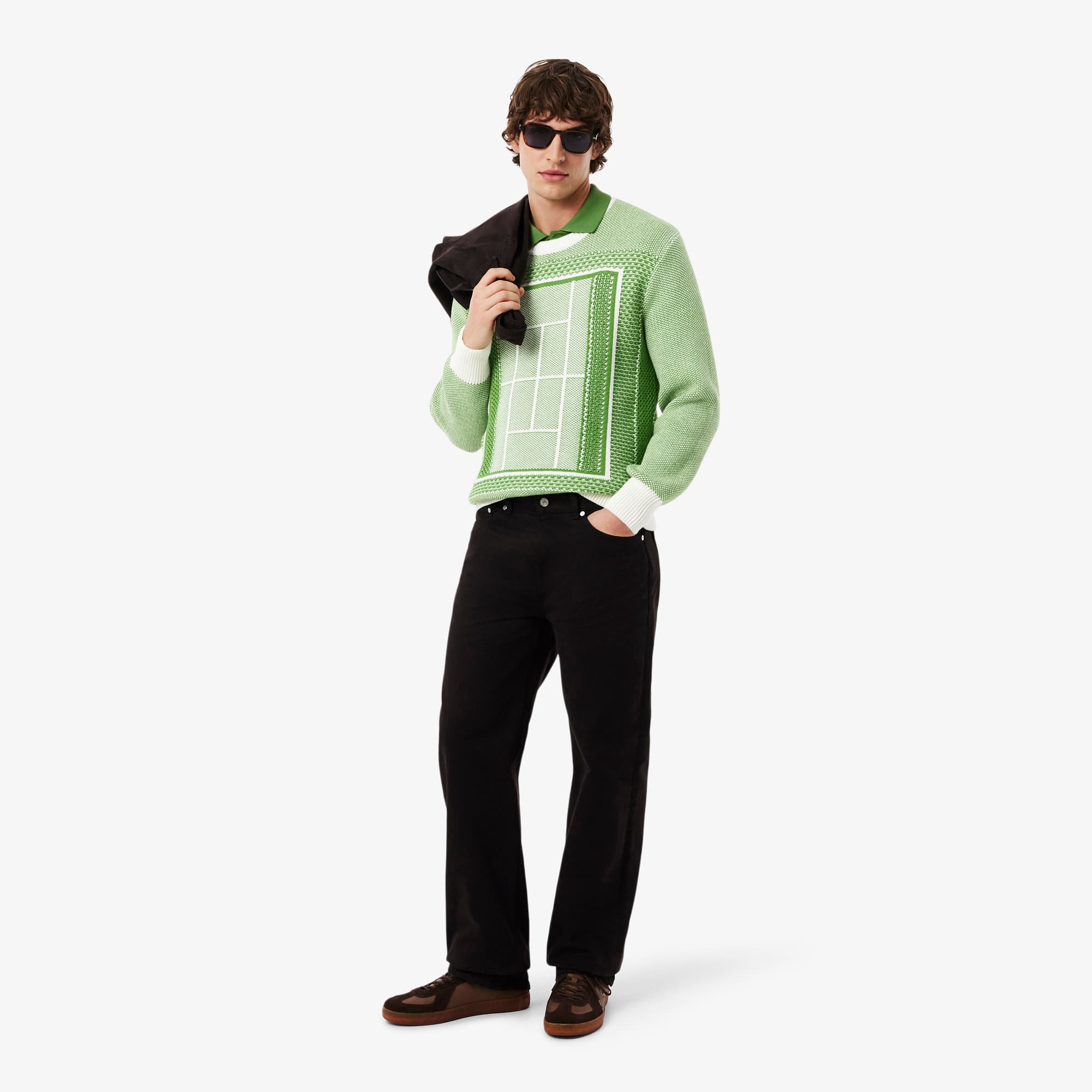 Tennis Court Graphic Sweater - Vert / Blanc