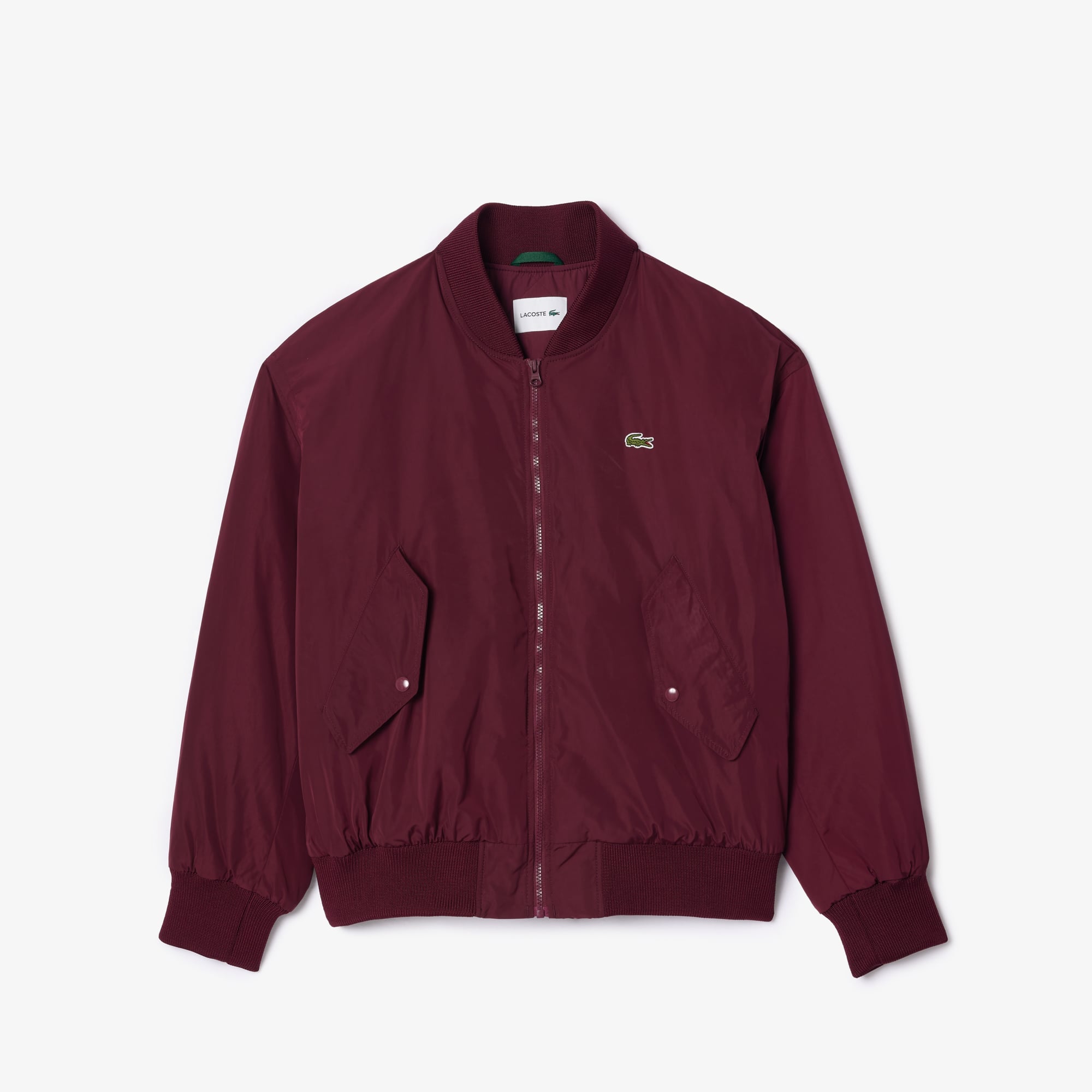 Women's Oversized Ribbed Cuff Bomber Jacket - Bordeaux