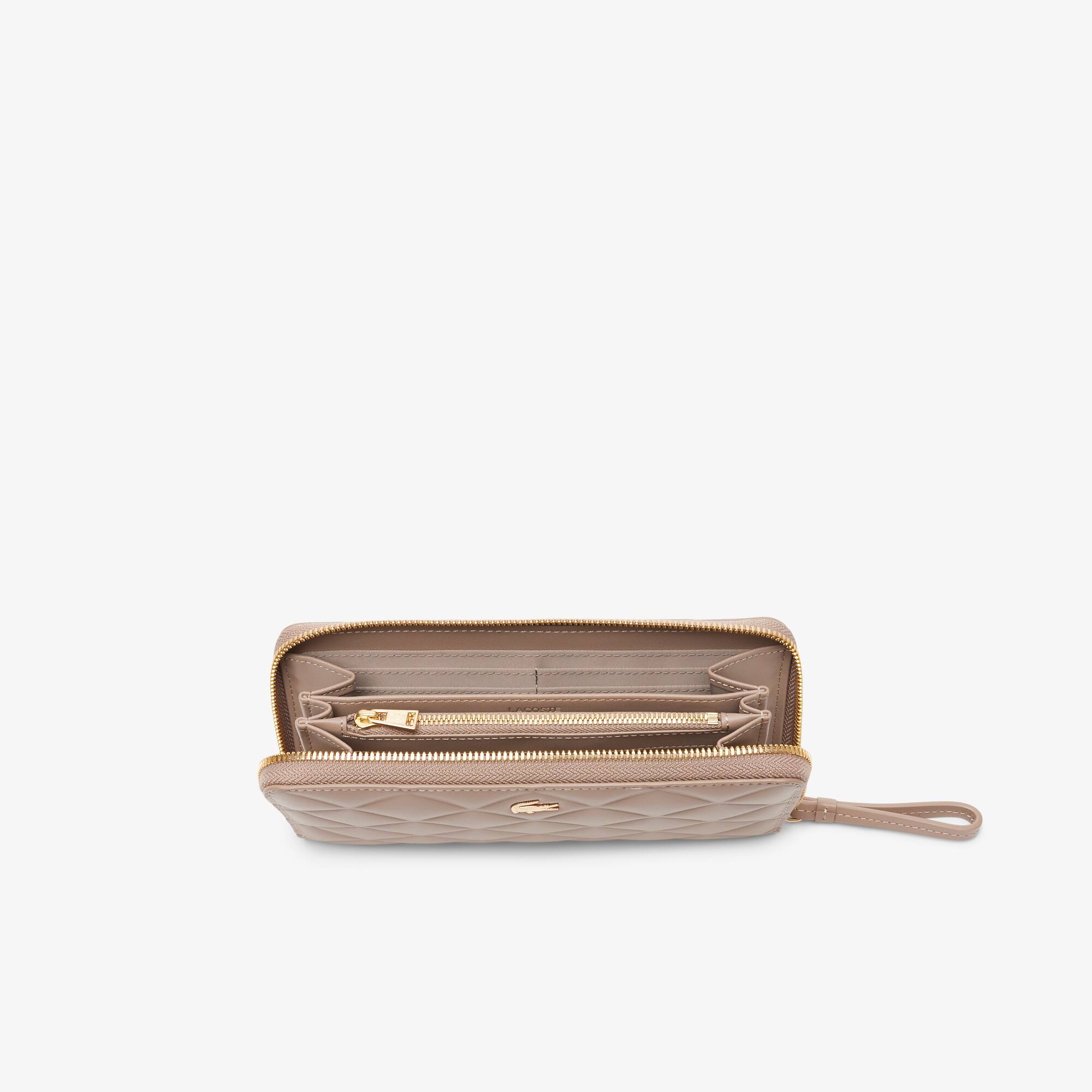 Large Crocodelle Leather Billfold - Taupe