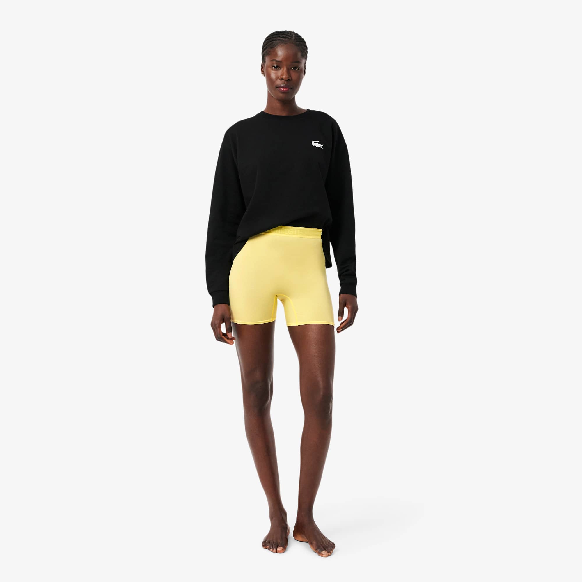 High Waist Microfiber Cycle Shorts - Pastel yellow