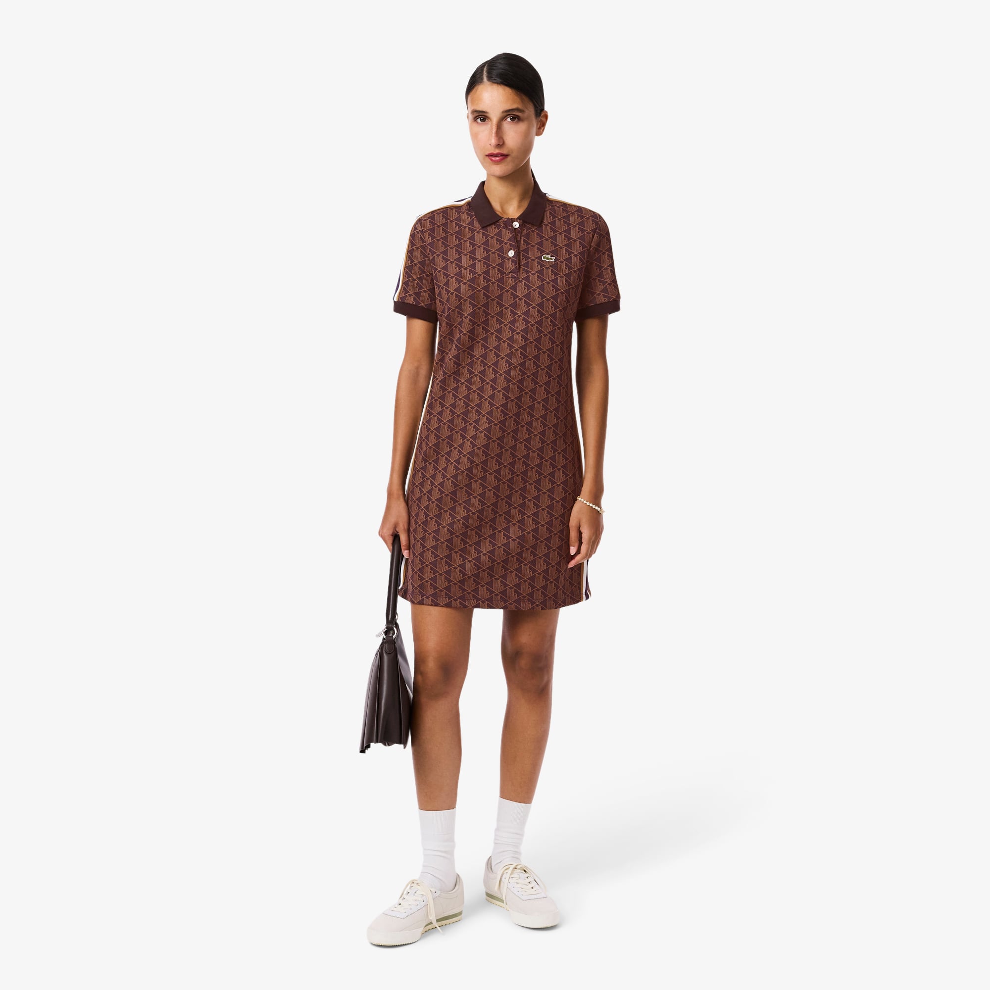 Women's Slim Fit Monogram Polo Dress - Purple / Brown