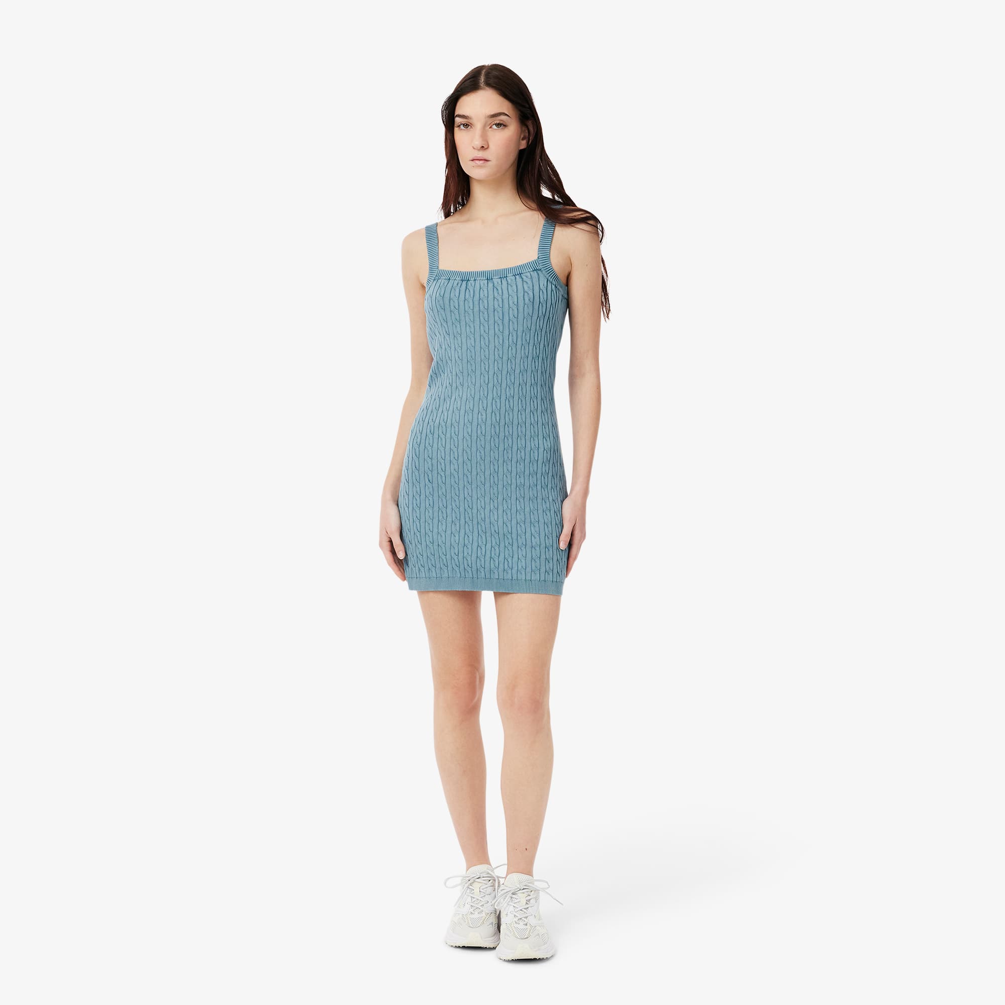 Women's Wash Effect Cable Knit Dress - Blue