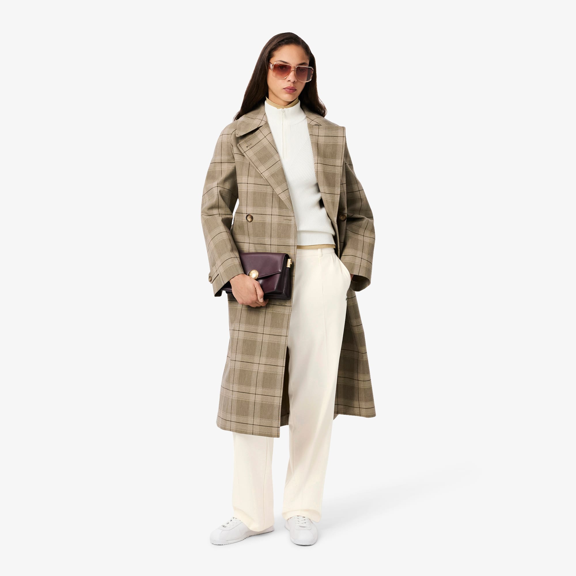 Women's Oversized Pleated Flannel Pants - Cream