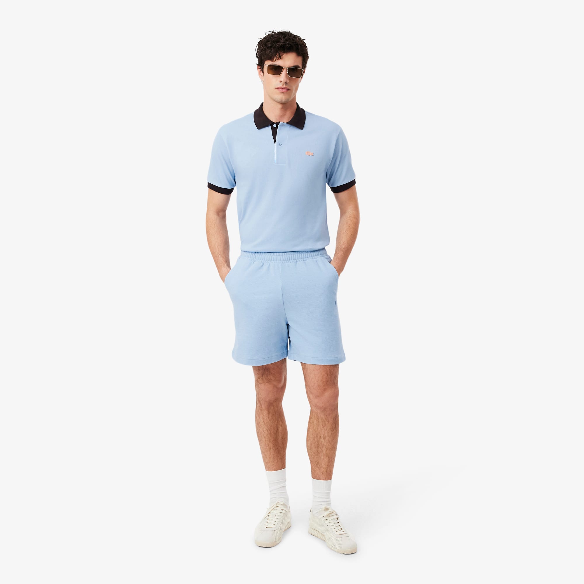 Textured Jersey Shorts - Light Blue