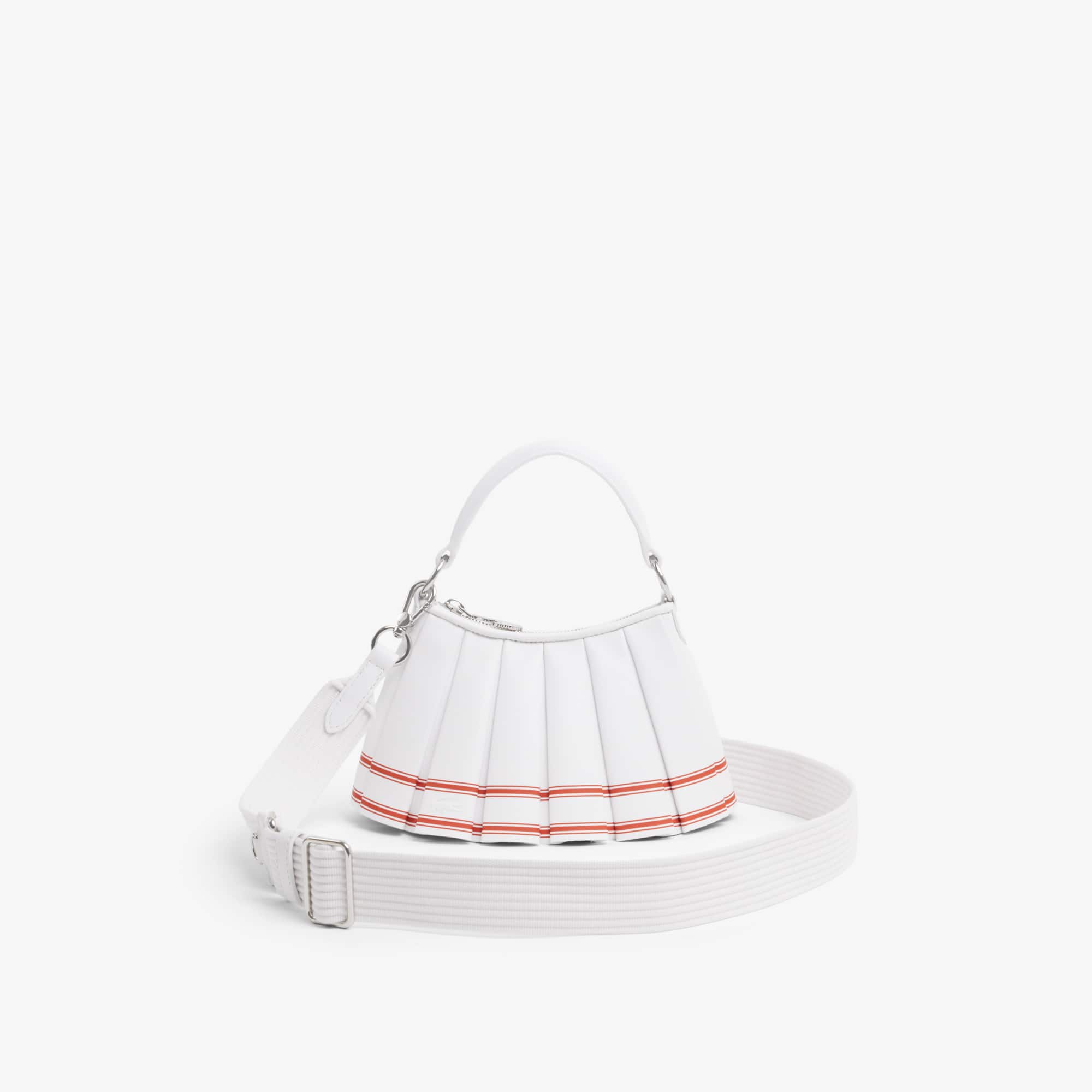 Runway Mini Lenglen Striped Leather Bag - ORANGINE ST WHITE