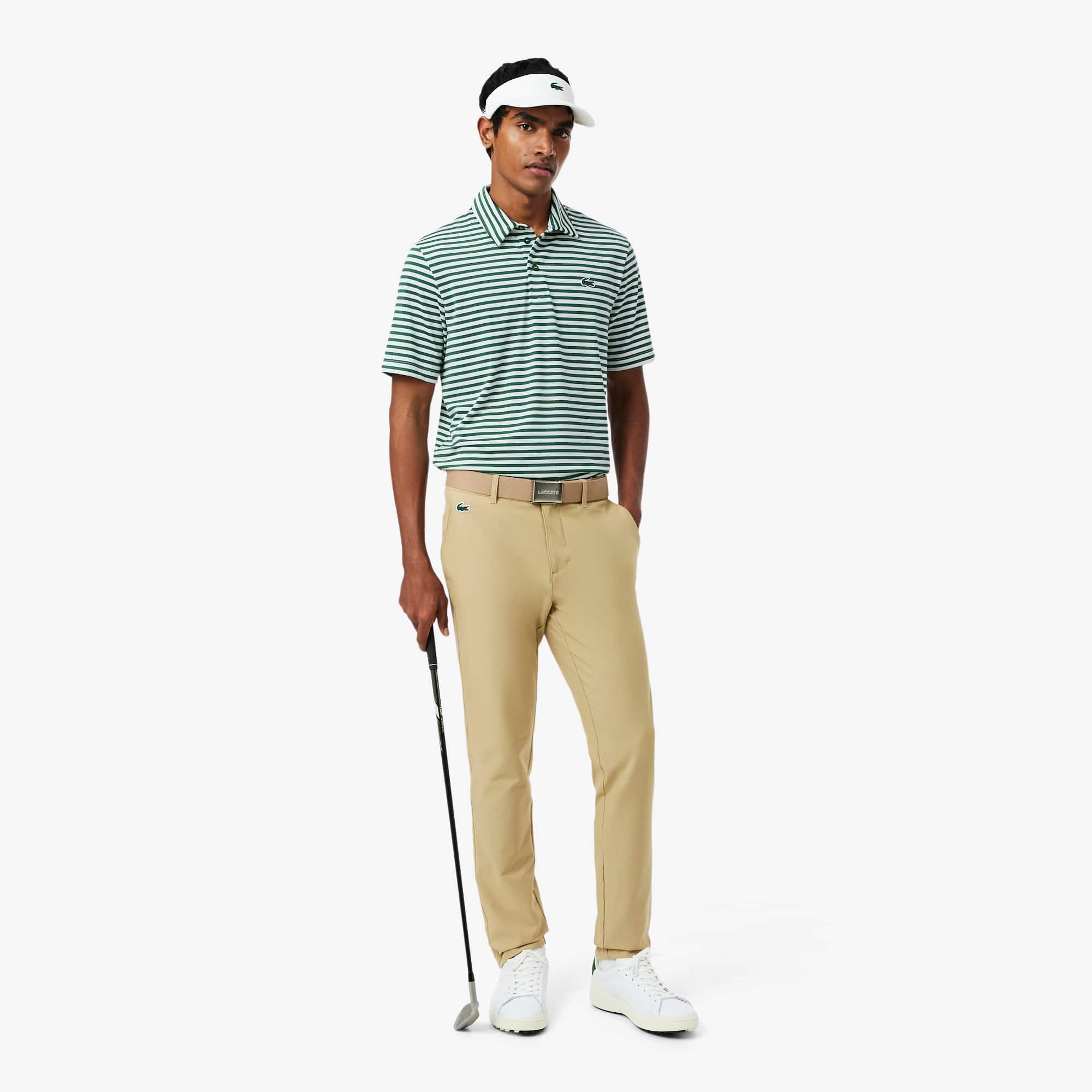 Regular Fit Ultra Dry Striped Golf Polo - Green / White