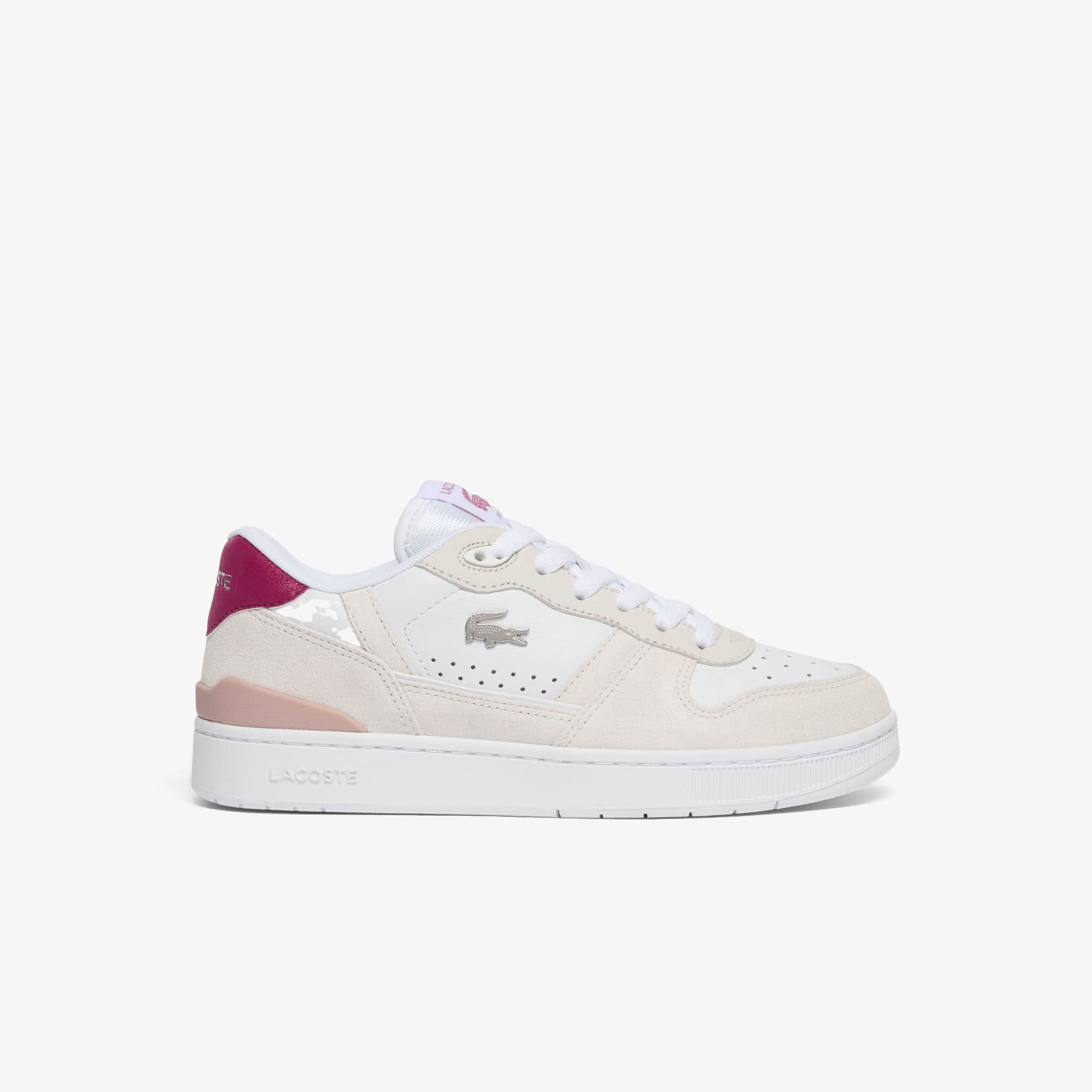 Women's T-Clip Set Suede Sneakers - WHT/DK PURP