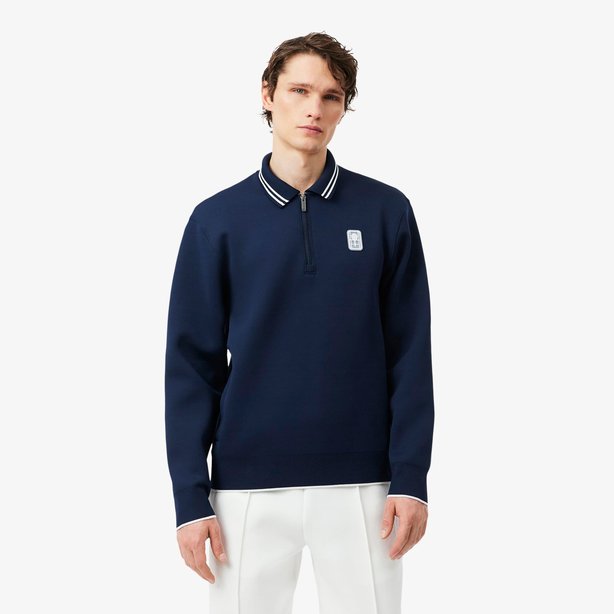 Tennis Heritage Polo Collar Zipped Sweatshirt - Navy Blue