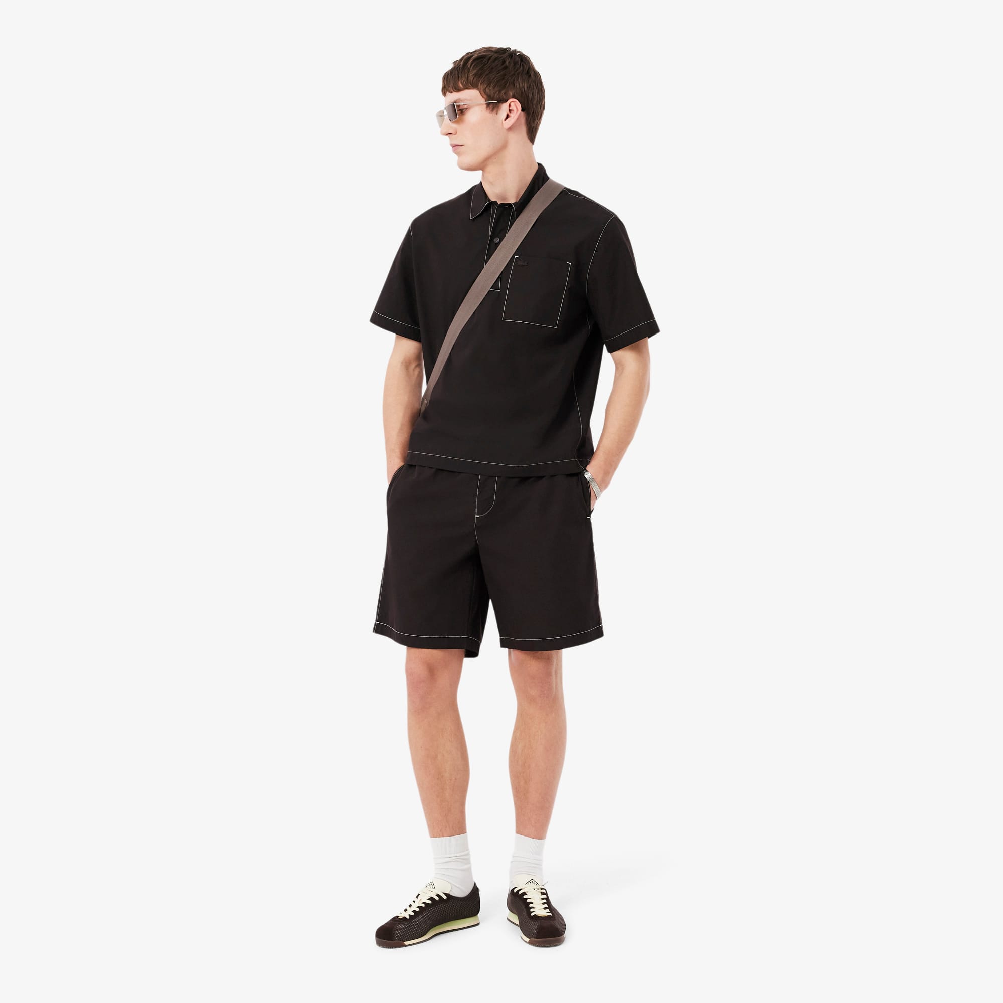 Relaxed Fit Poplin Shorts - Brown